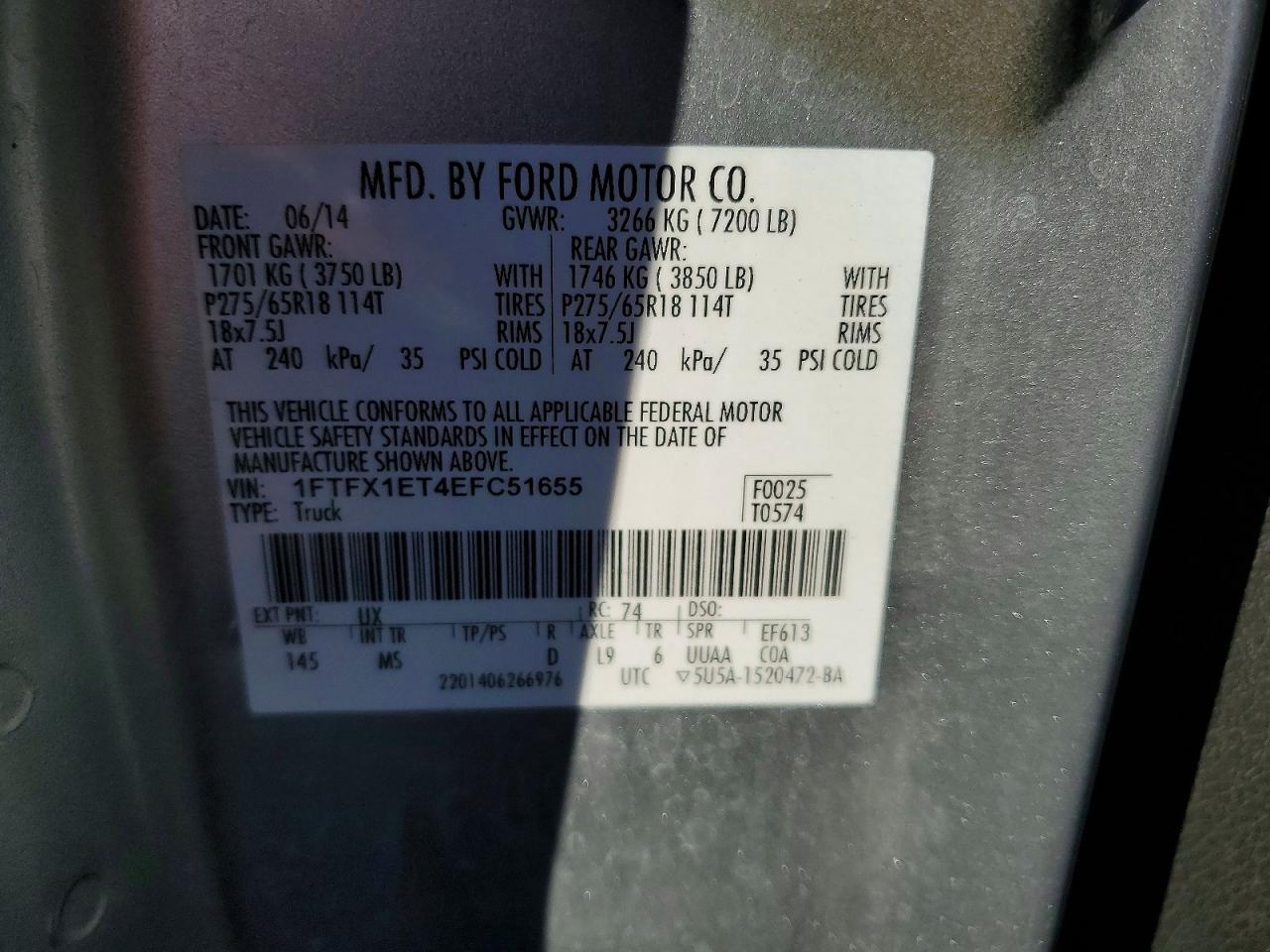2014 Ford F150 Super Cab Silver vin: 1FTFX1ET4EFC51655