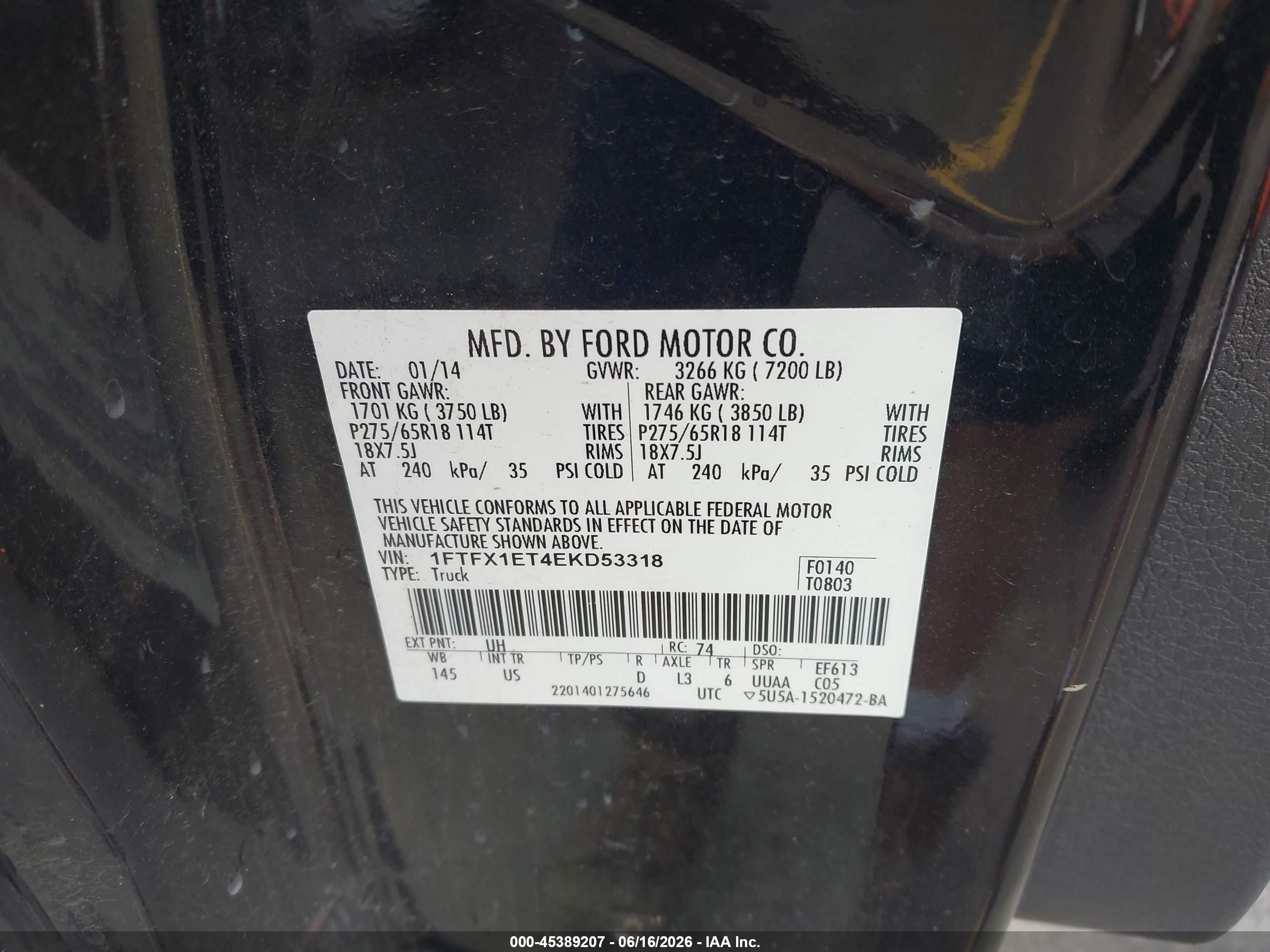 2014 Ford F-150 Xlt Black vin: 1FTFX1ET4EKD53318