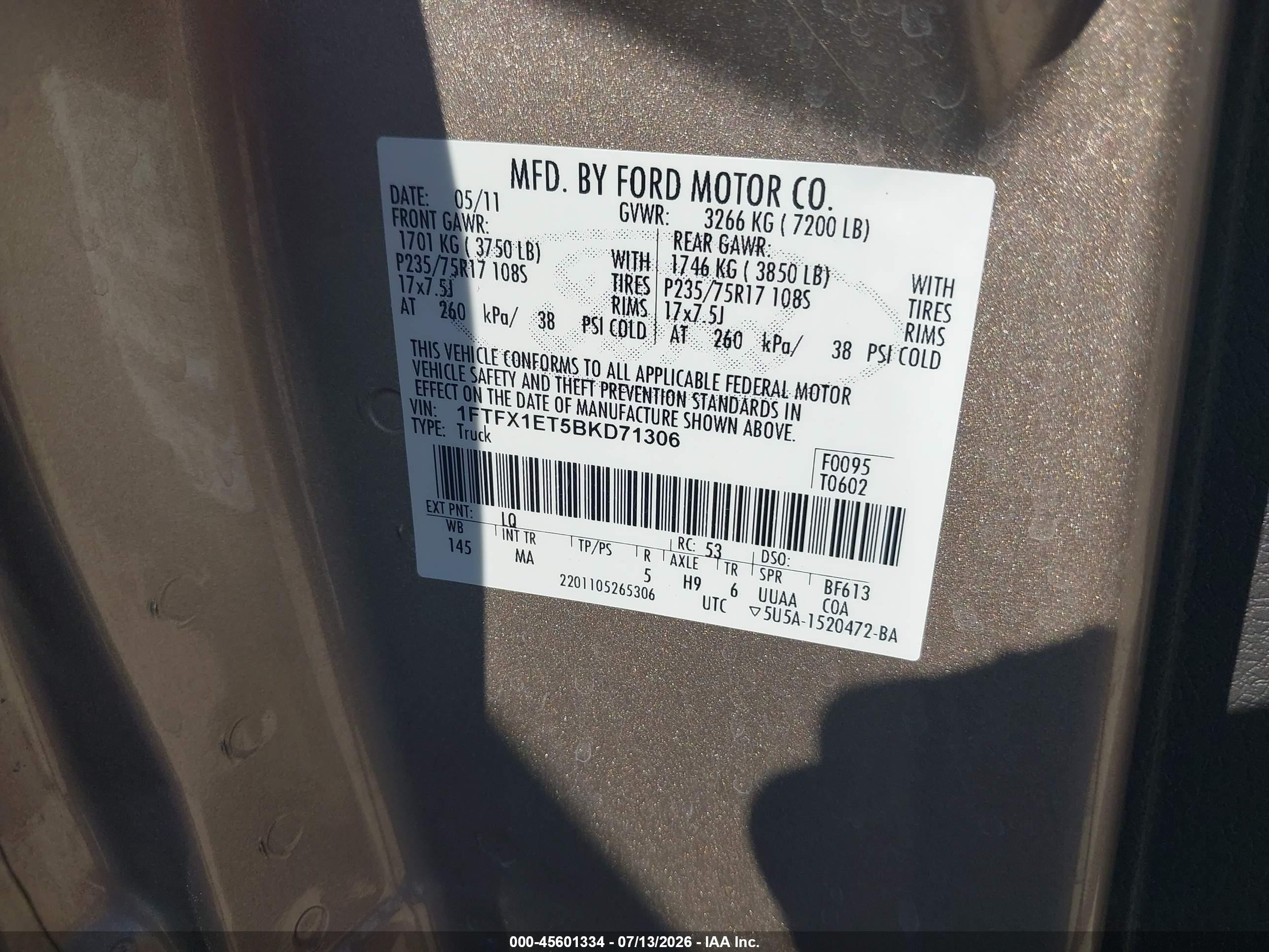 2011 Ford F-150 Xlt Brown vin: 1FTFX1ET5BKD71306