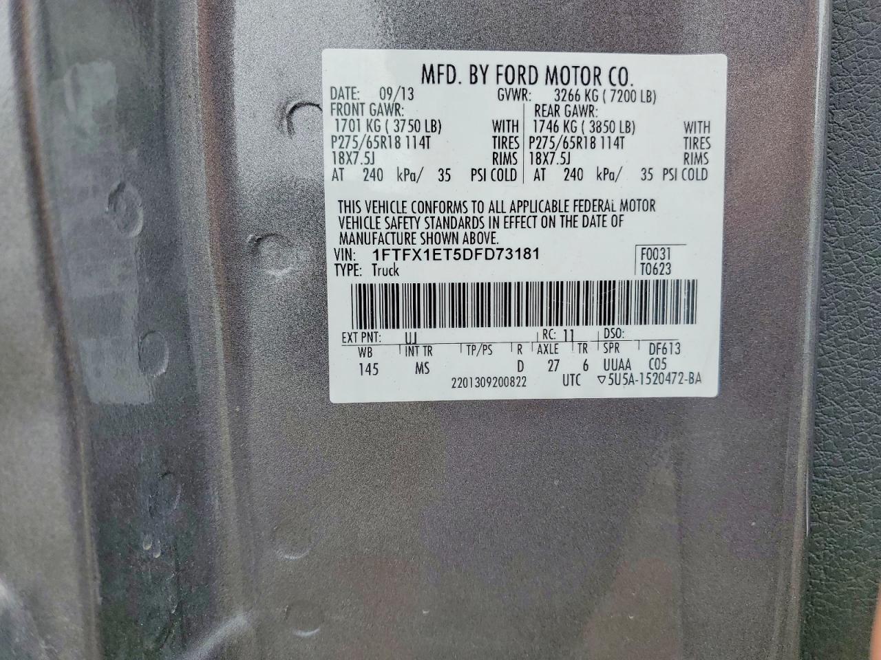 2013 Ford F150 Super Cab Gray vin: 1FTFX1ET5DFD73181