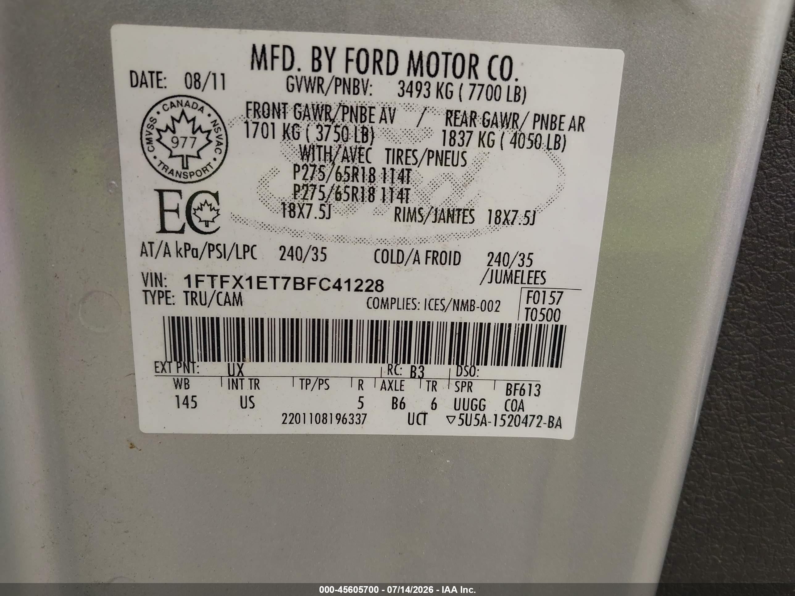 2011 Ford F-150 Xlt Silver vin: 1FTFX1ET7BFC41228