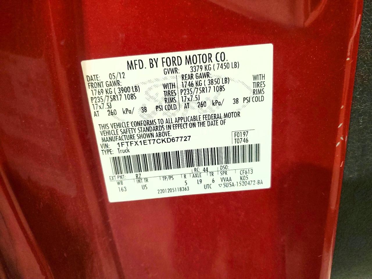 2012 Ford F150 Super Cab Blue vin: 1FTFX1ET7CKD67727