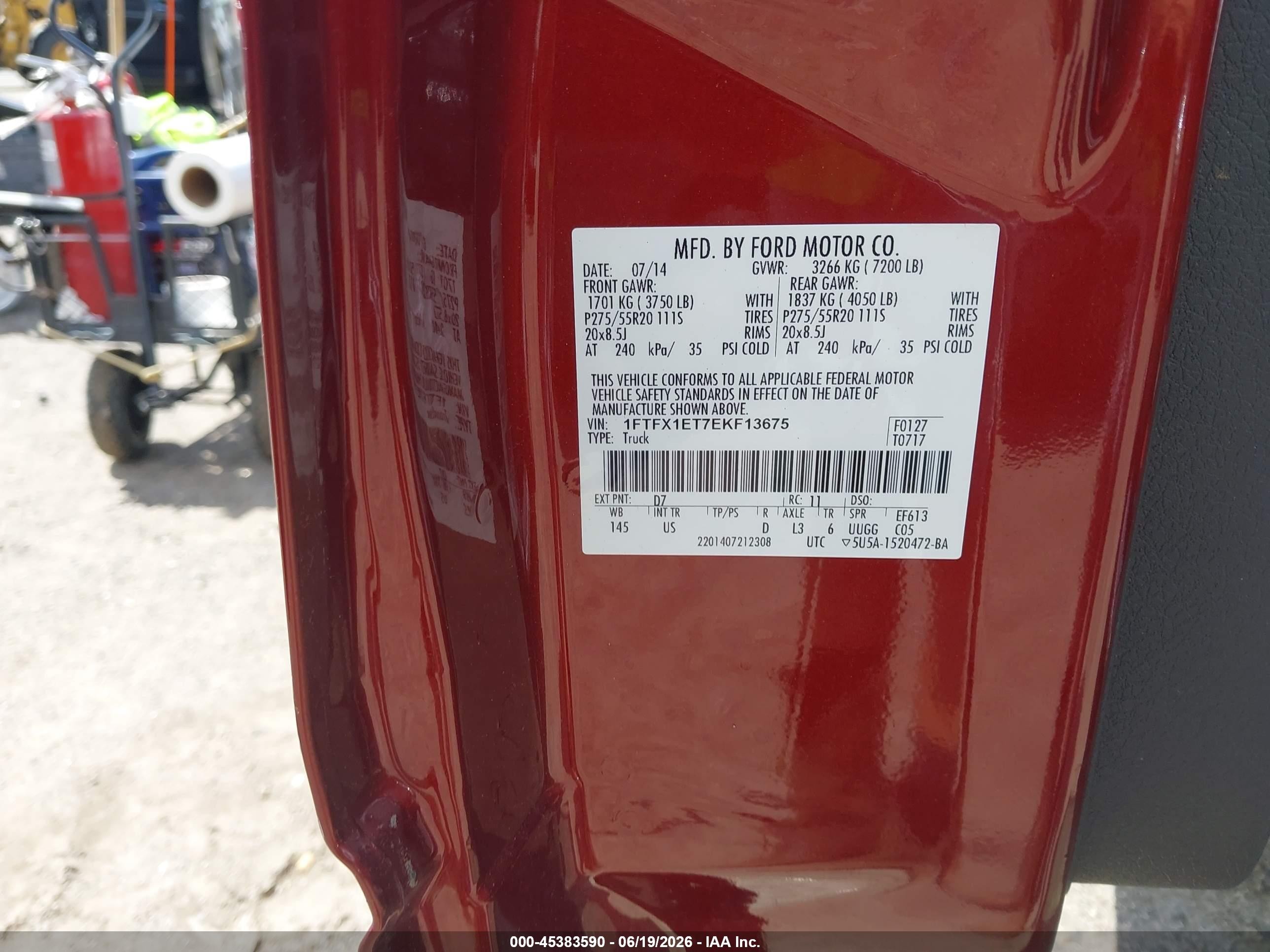 2014 Ford F-150 Xlt Red vin: 1FTFX1ET7EKF13675