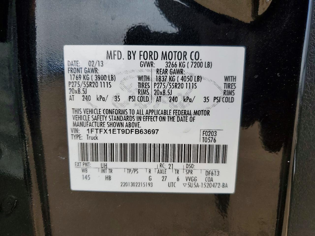 2013 Ford F150 Super Cab Black vin: 1FTFX1ET9DFB63697