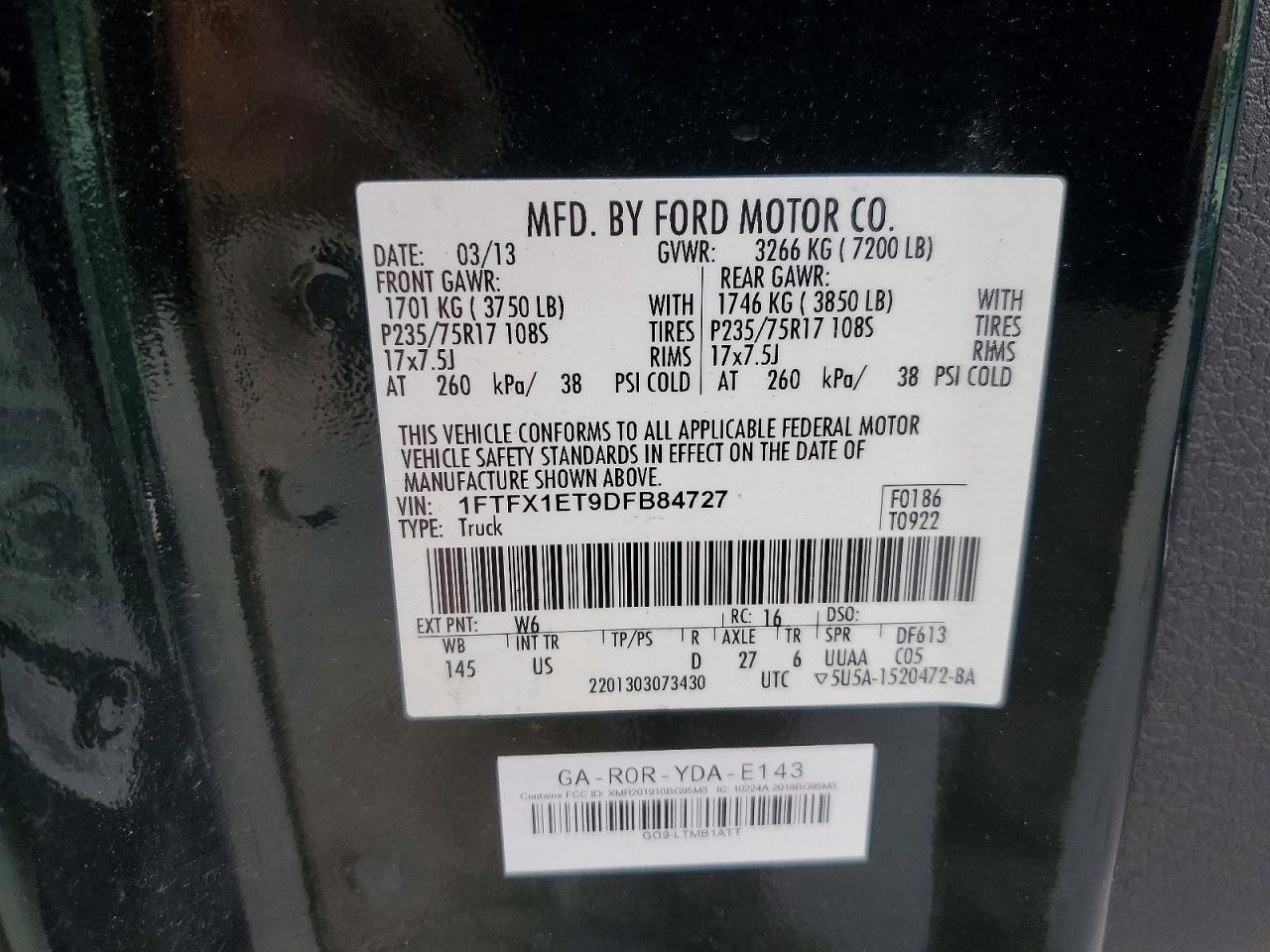 2013 Ford F150 Super Cab Green vin: 1FTFX1ET9DFB84727