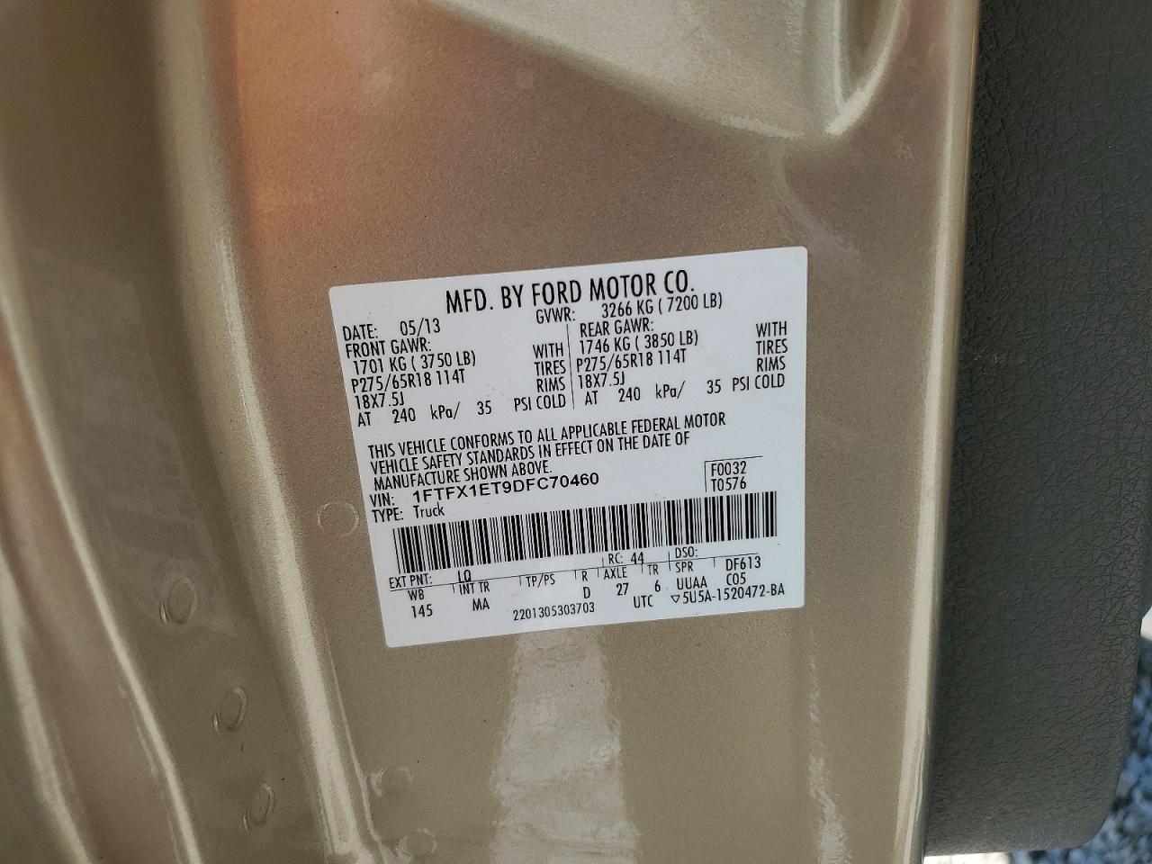 2013 Ford F150 Super Cab Tan vin: 1FTFX1ET9DFC70460