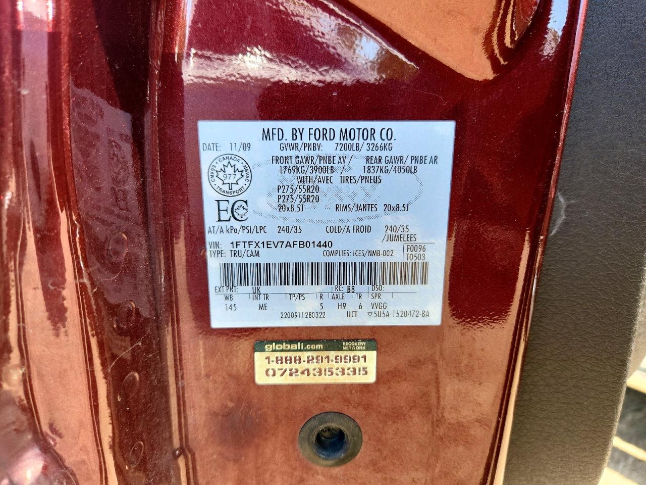 2010 Ford F150 Super Cab Burgundy vin: 1FTFX1EV7AFB01440