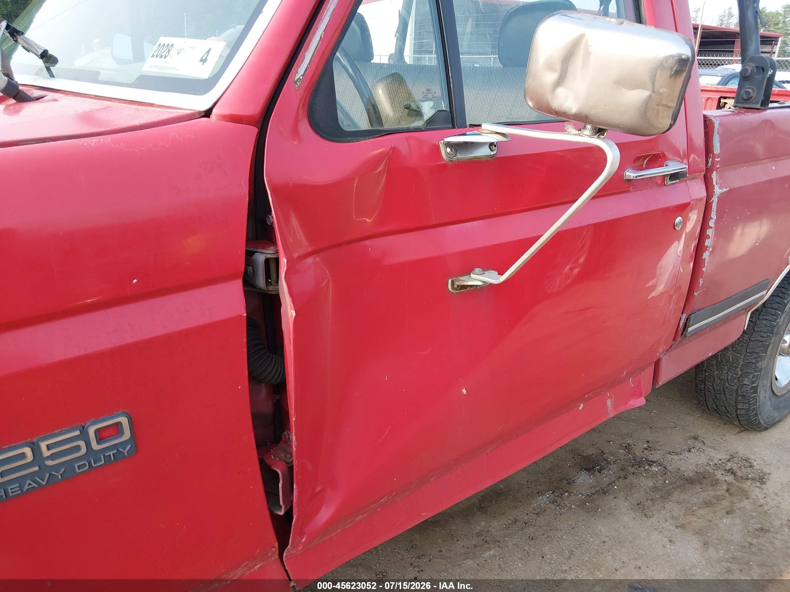 1997 Ford F-250 Hd Xl Red vin: 1FTHF25H1VED08817