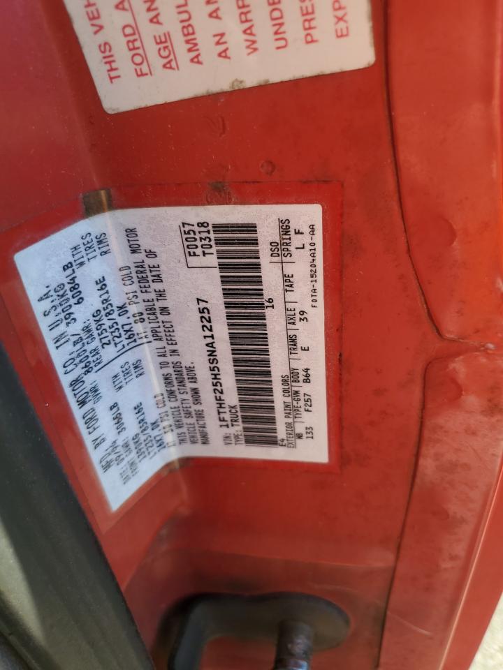 1995 Ford F250 Red vin: 1FTHF25H5SNA12257
