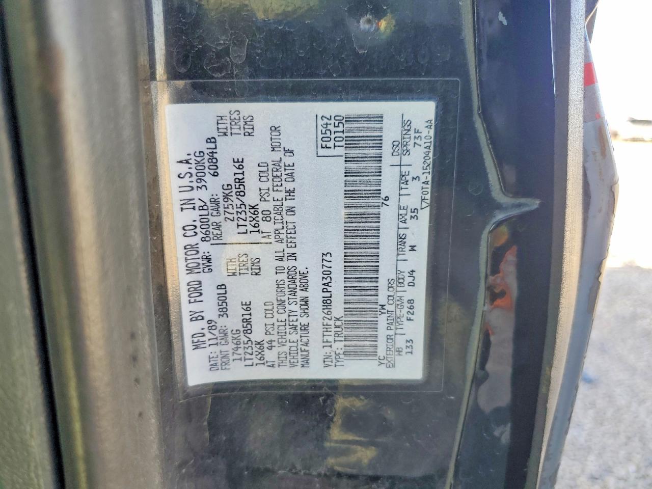 1990 Ford F250 Gray vin: 1FTHF26H8LPA30773