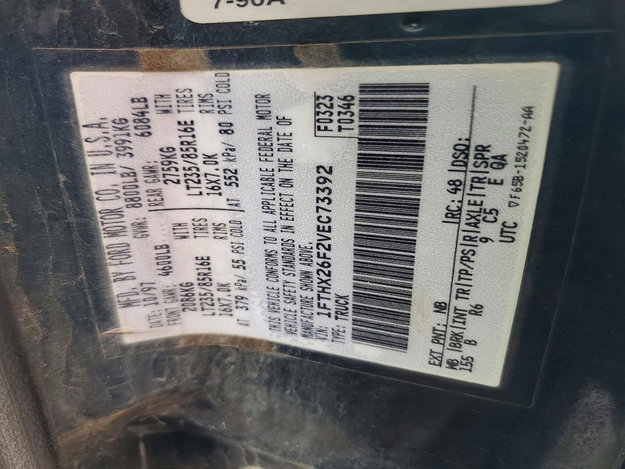 1997 Ford F250 Blue vin: 1FTHX26F2VEC73392