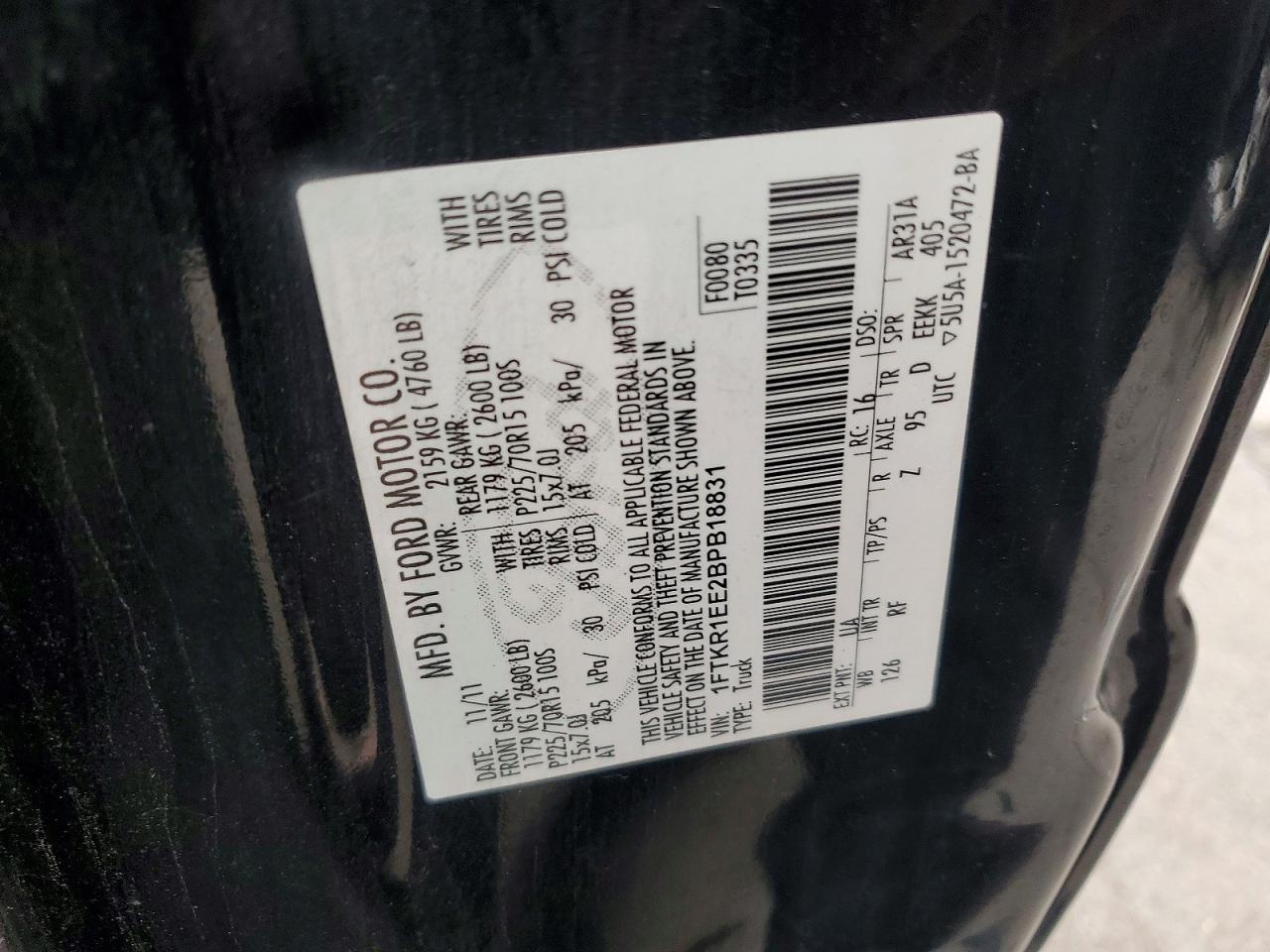 2011 Ford Ranger Super Cab Черный vin: 1FTKR1EE2BPB18831