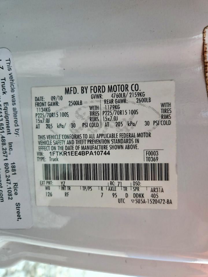 2011 Ford Ranger Super Cab White vin: 1FTKR1EE4BPA10744