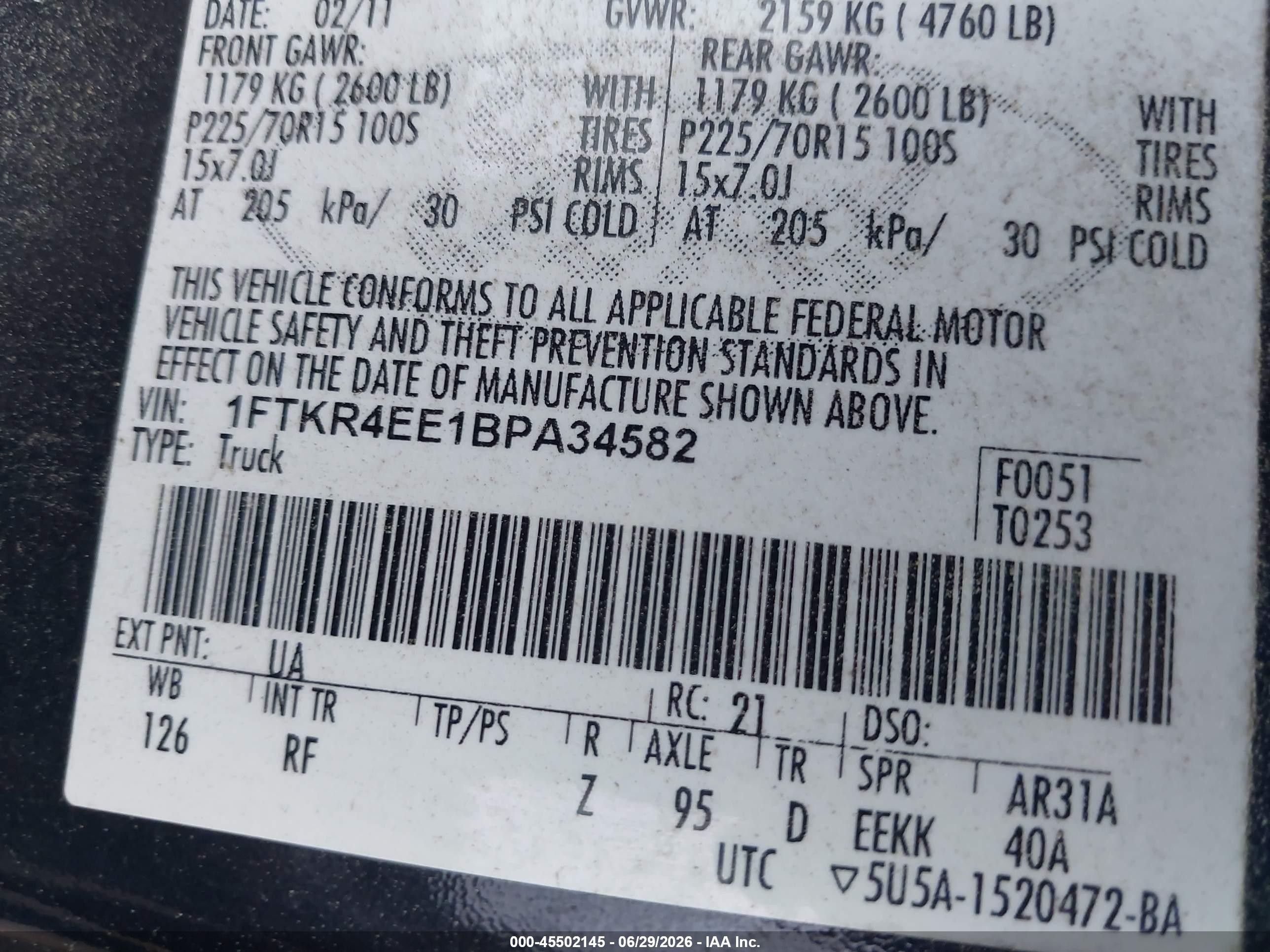2011 Ford Ranger Xlt Black vin: 1FTKR4EE1BPA34582