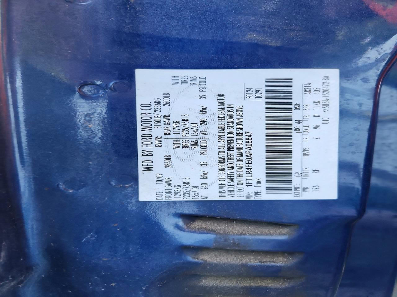 2010 Ford Ranger Super Cab Blue vin: 1FTLR4FE0APA08847