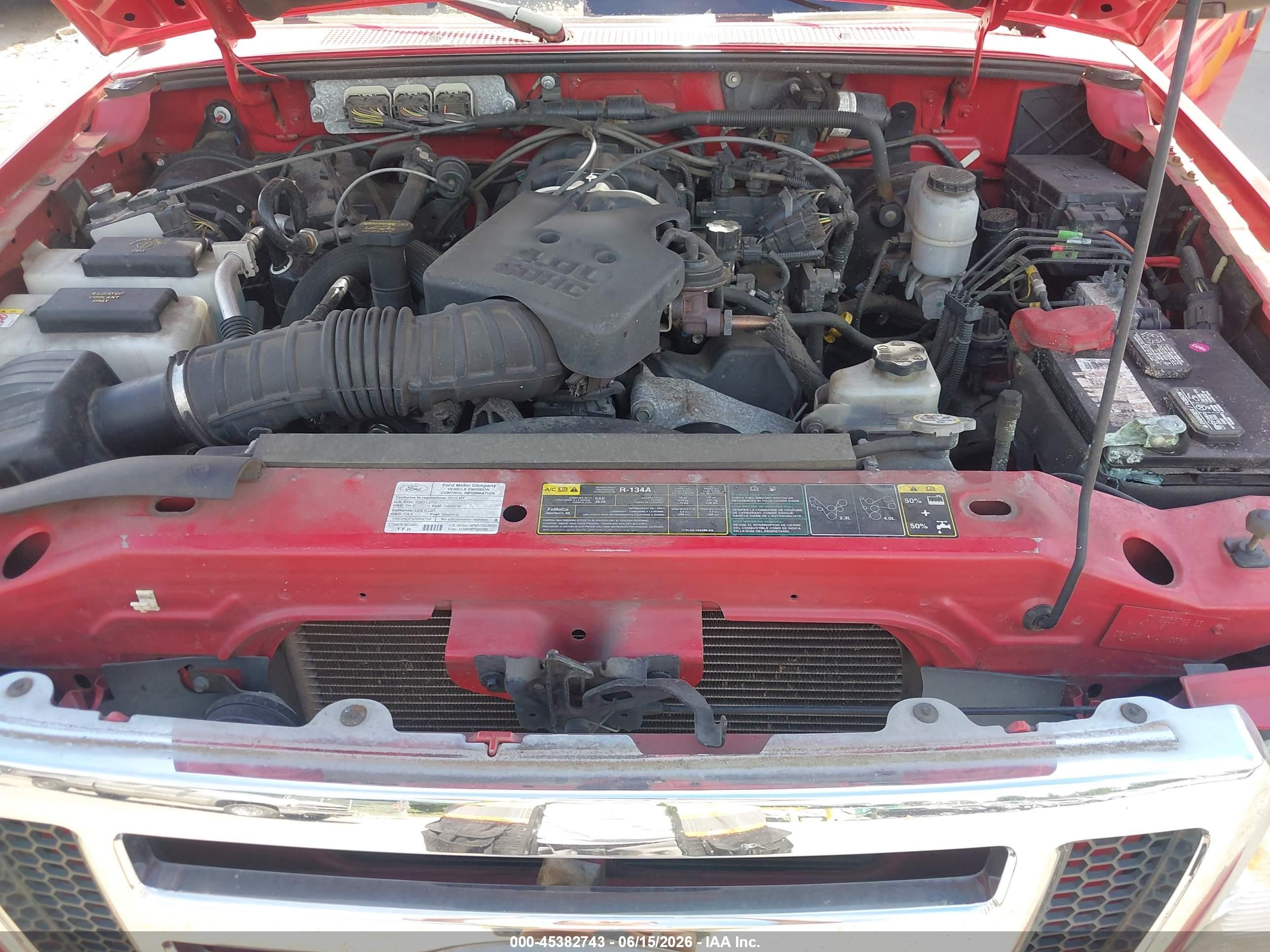 2010 Ford Ranger Sport/xlt Red vin: 1FTLR4FE0APA19413