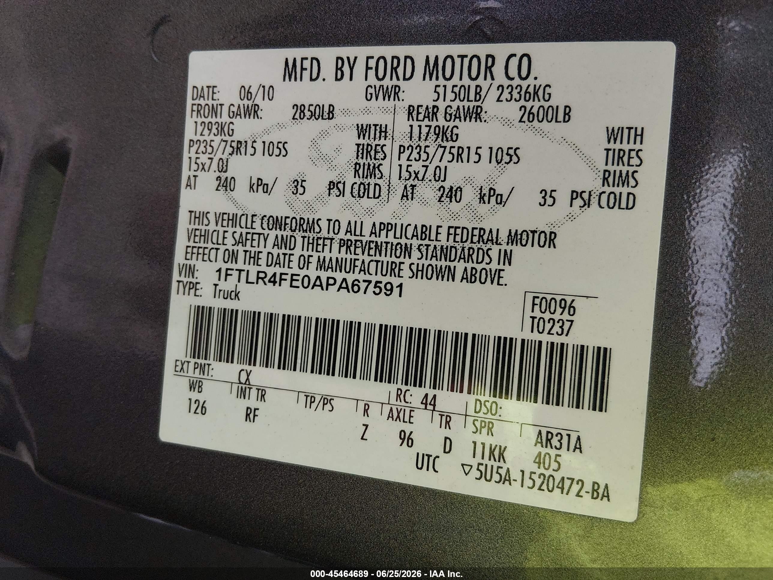 2010 Ford Ranger Xlt Gray vin: 1FTLR4FE0APA67591