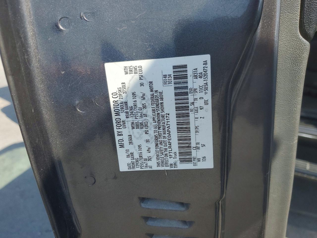 2010 Ford Ranger Super Cab Charcoal vin: 1FTLR4FE0APA71172