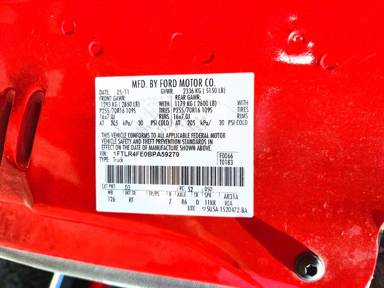 2011 Ford Ranger Super Cab Красный vin: 1FTLR4FE0BPA59279