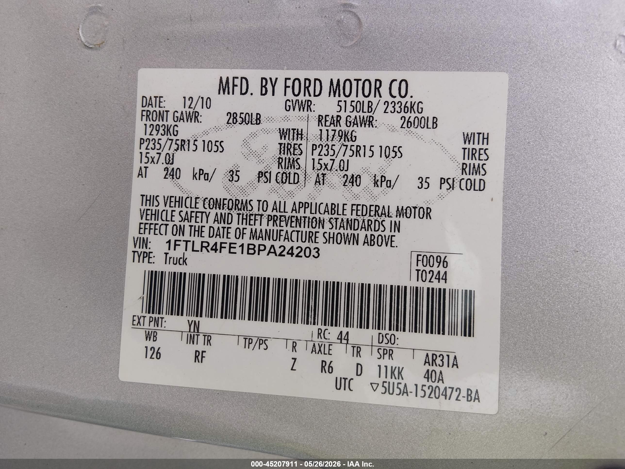 2011 Ford Ranger Xlt Silver vin: 1FTLR4FE1BPA24203