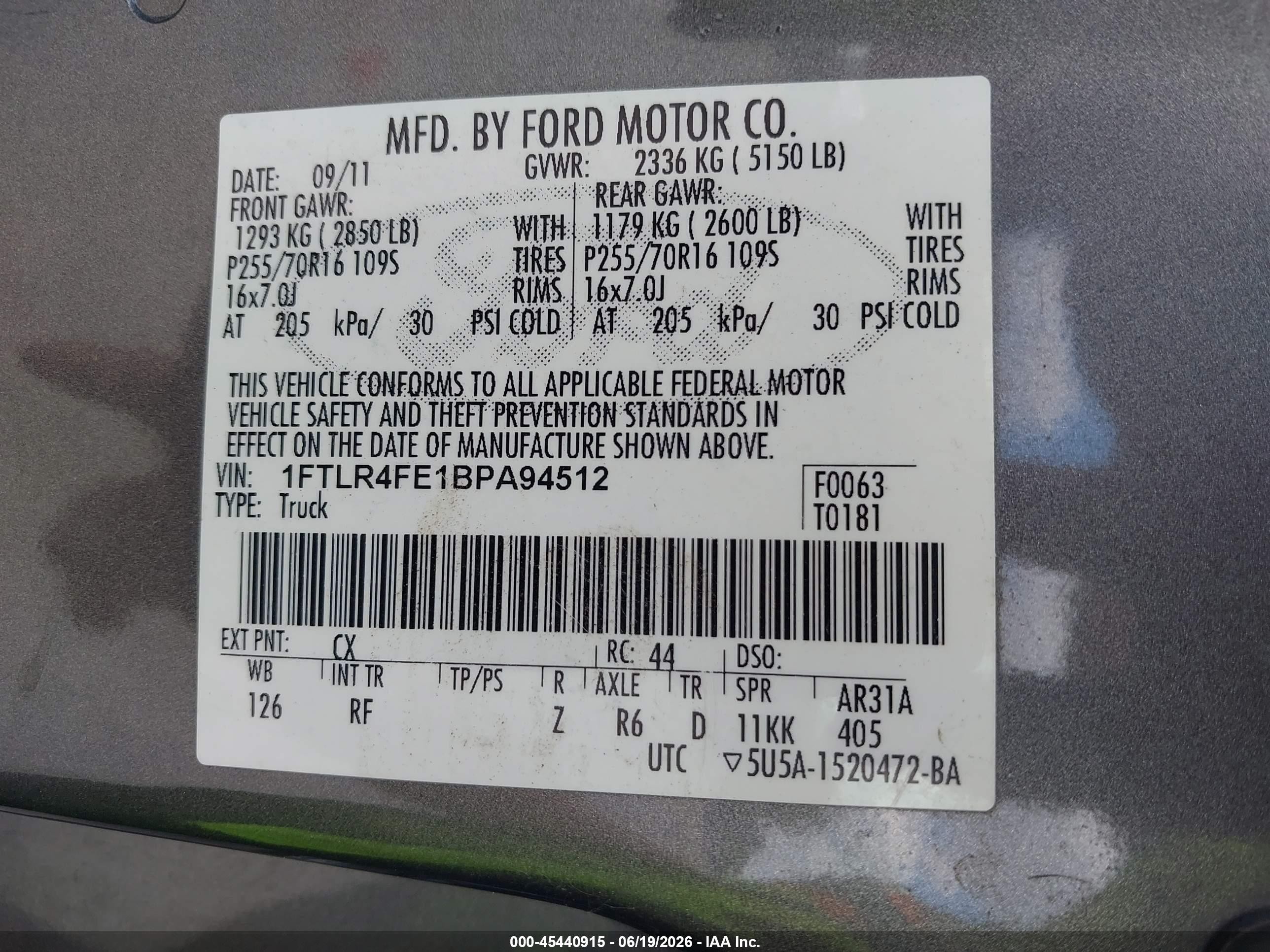 2011 Ford Ranger Xlt Gray vin: 1FTLR4FE1BPA94512