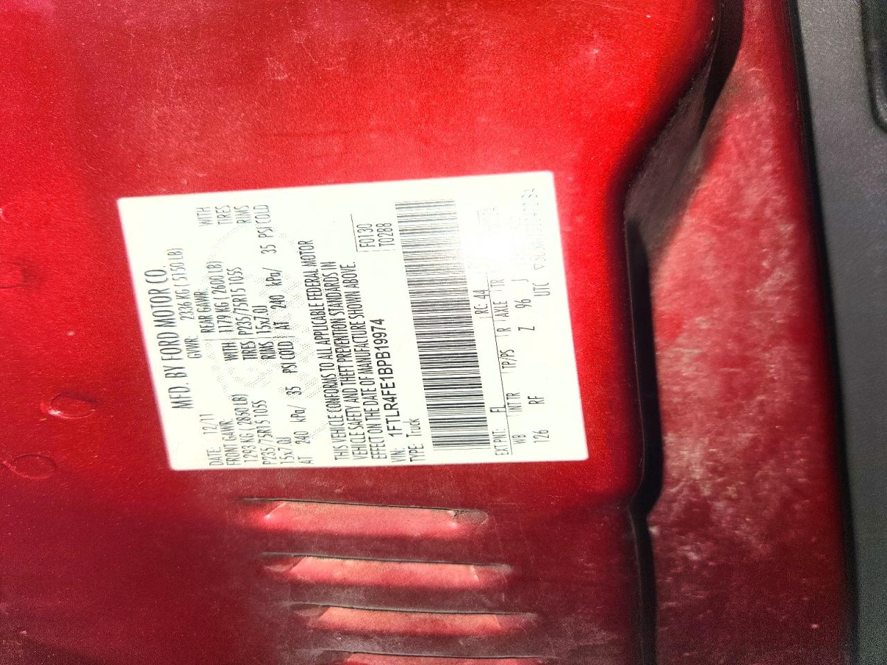 2011 Ford Ranger Super Cab Maroon vin: 1FTLR4FE1BPB19974