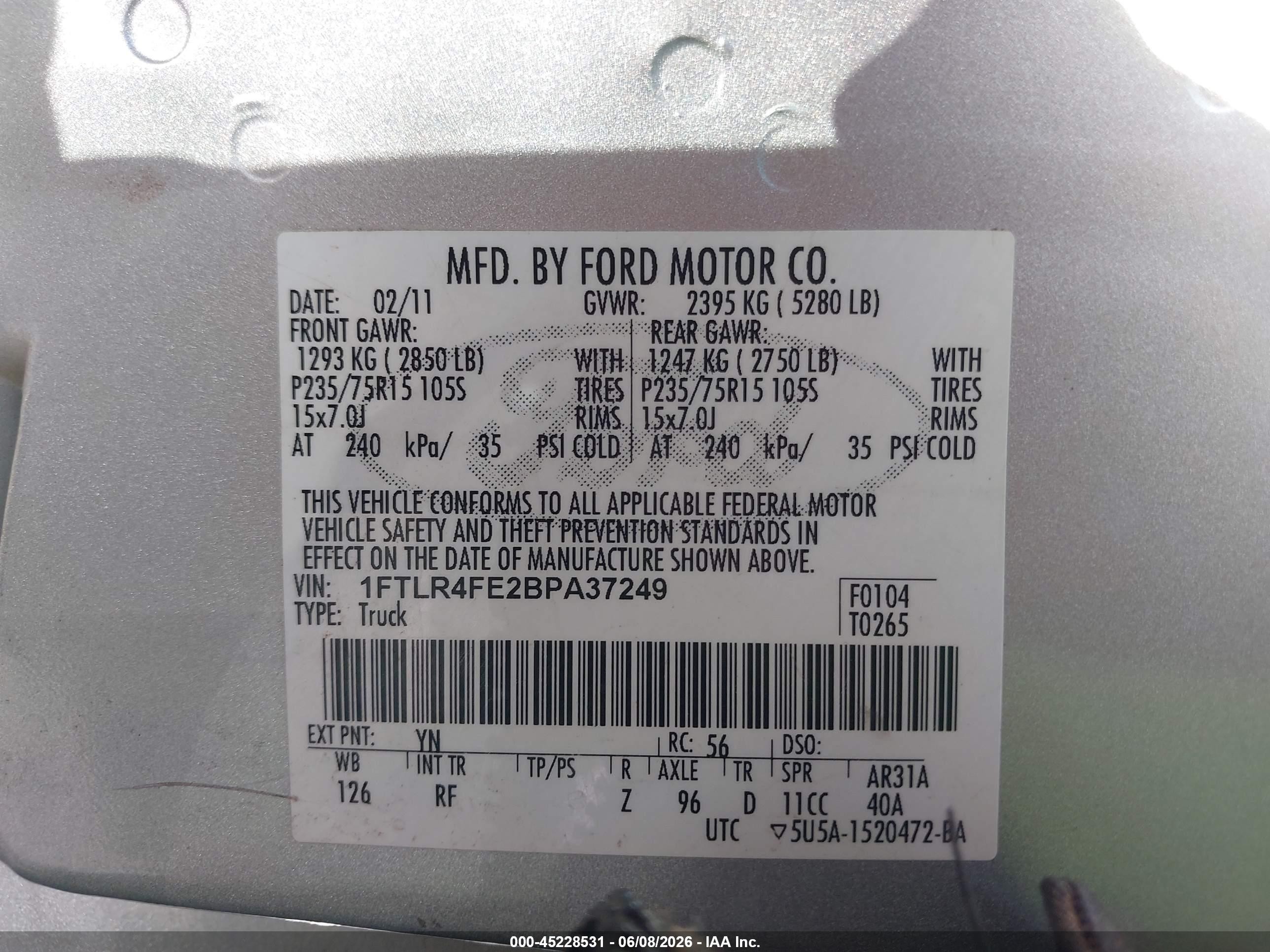 2011 Ford Ranger Xlt Серебряный vin: 1FTLR4FE2BPA37249