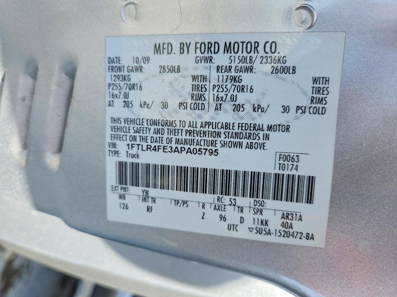 2010 Ford Ranger Super Cab Silver vin: 1FTLR4FE3APA05795