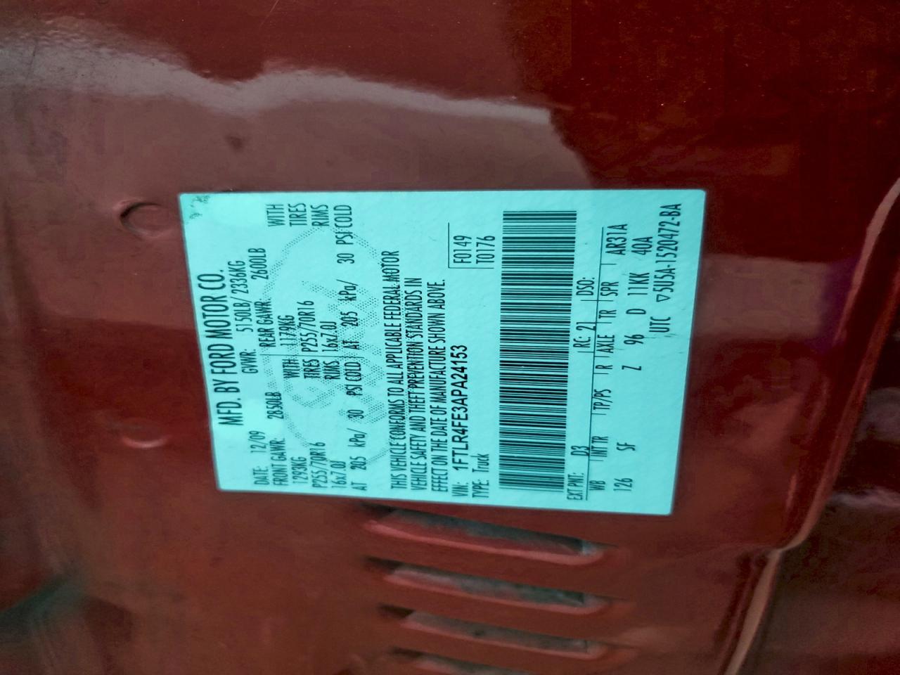 2010 Ford Ranger Super Cab Red vin: 1FTLR4FE3APA24153