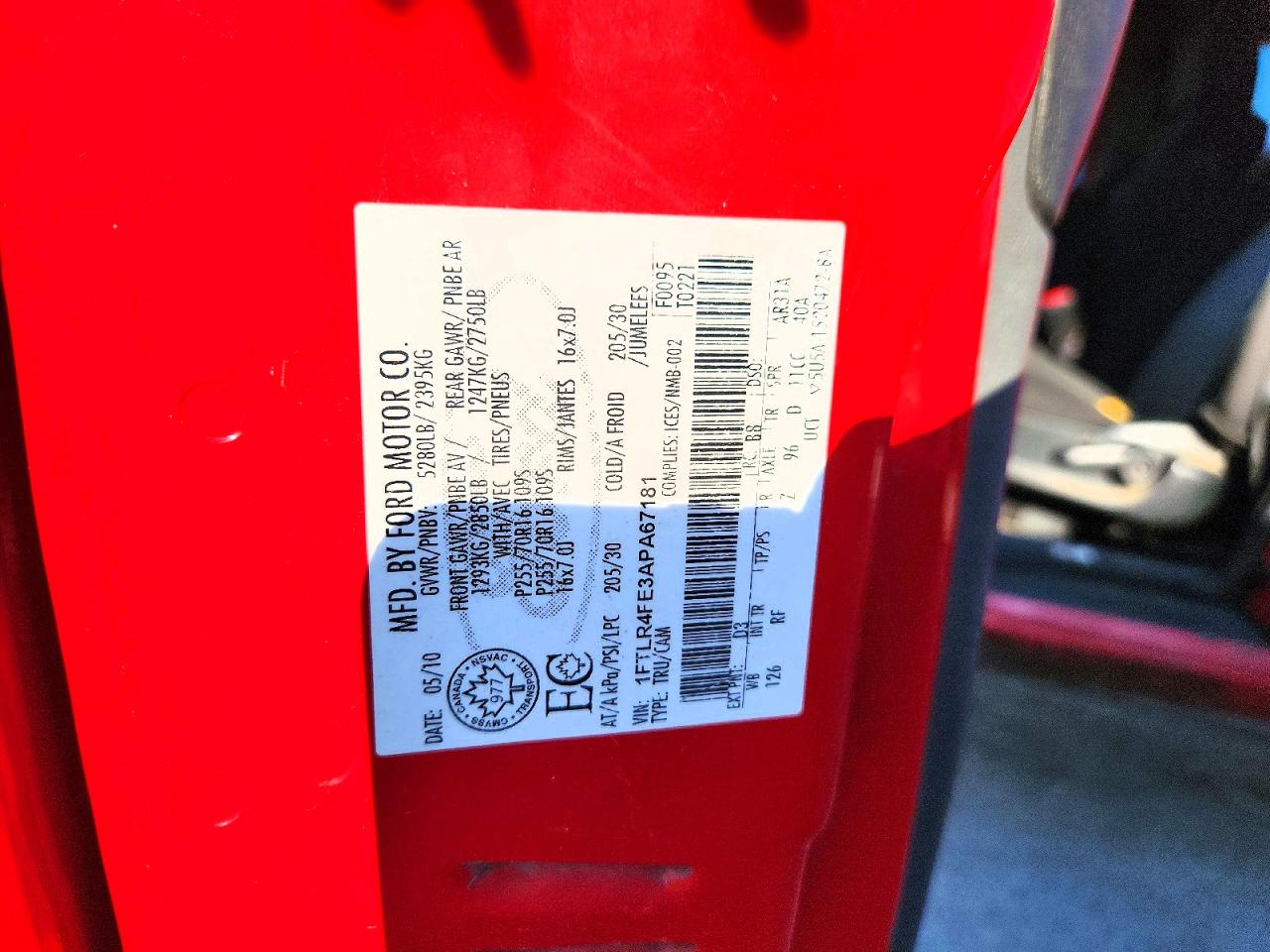 2010 Ford Ranger Super Cab Red vin: 1FTLR4FE3APA67181
