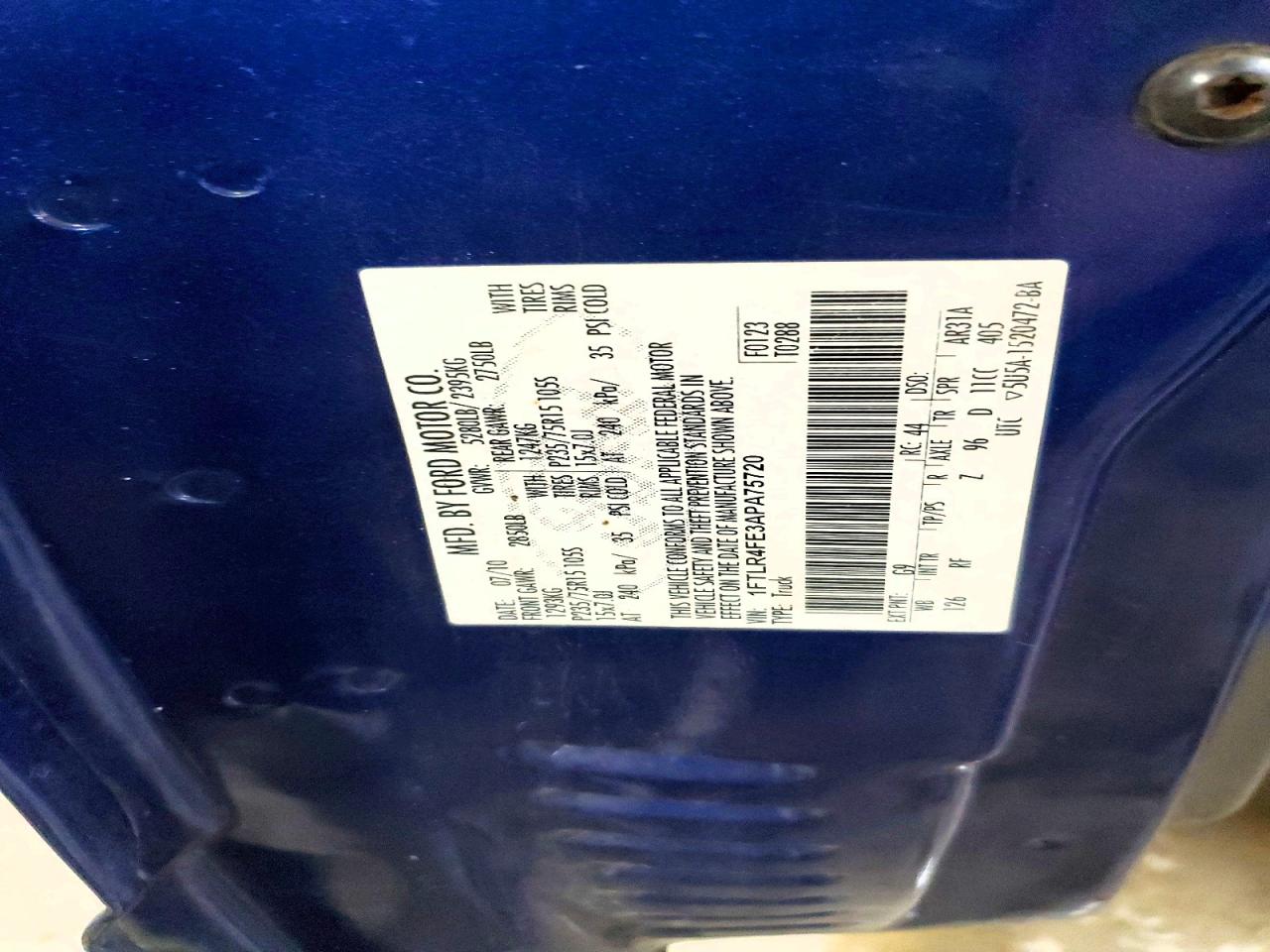 2010 Ford Ranger Super Cab Blue vin: 1FTLR4FE3APA75720