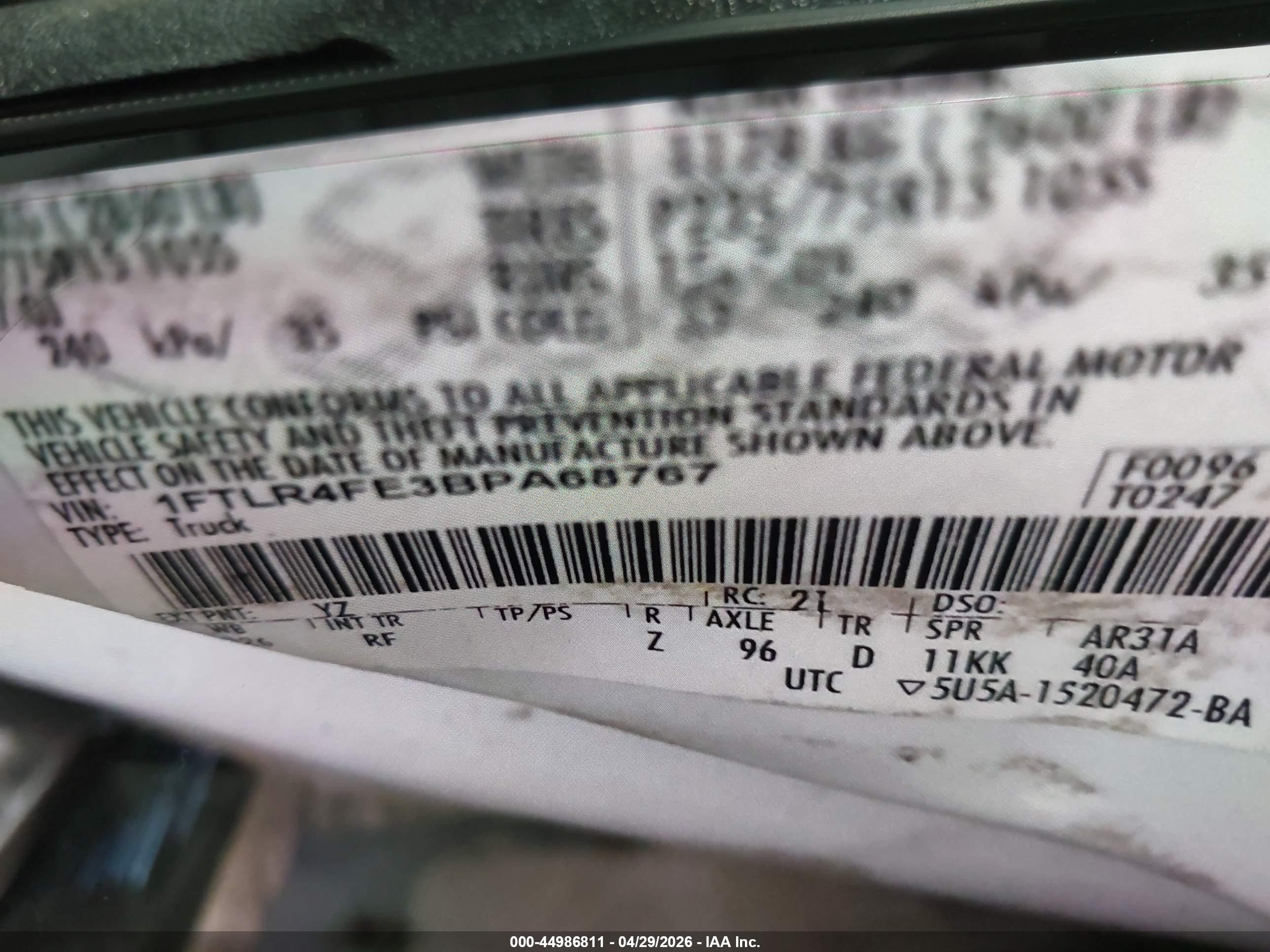 2011 Ford Ranger Xlt White vin: 1FTLR4FE3BPA68767