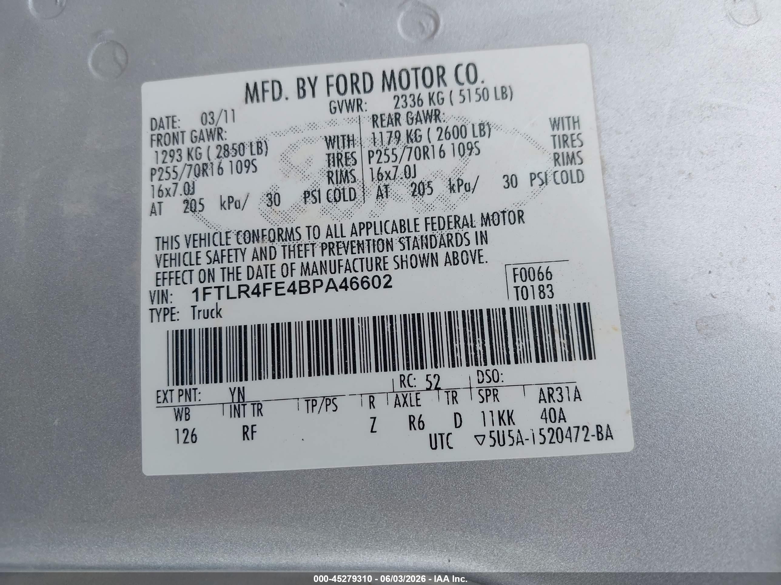 2011 Ford Ranger Sport Silver vin: 1FTLR4FE4BPA46602