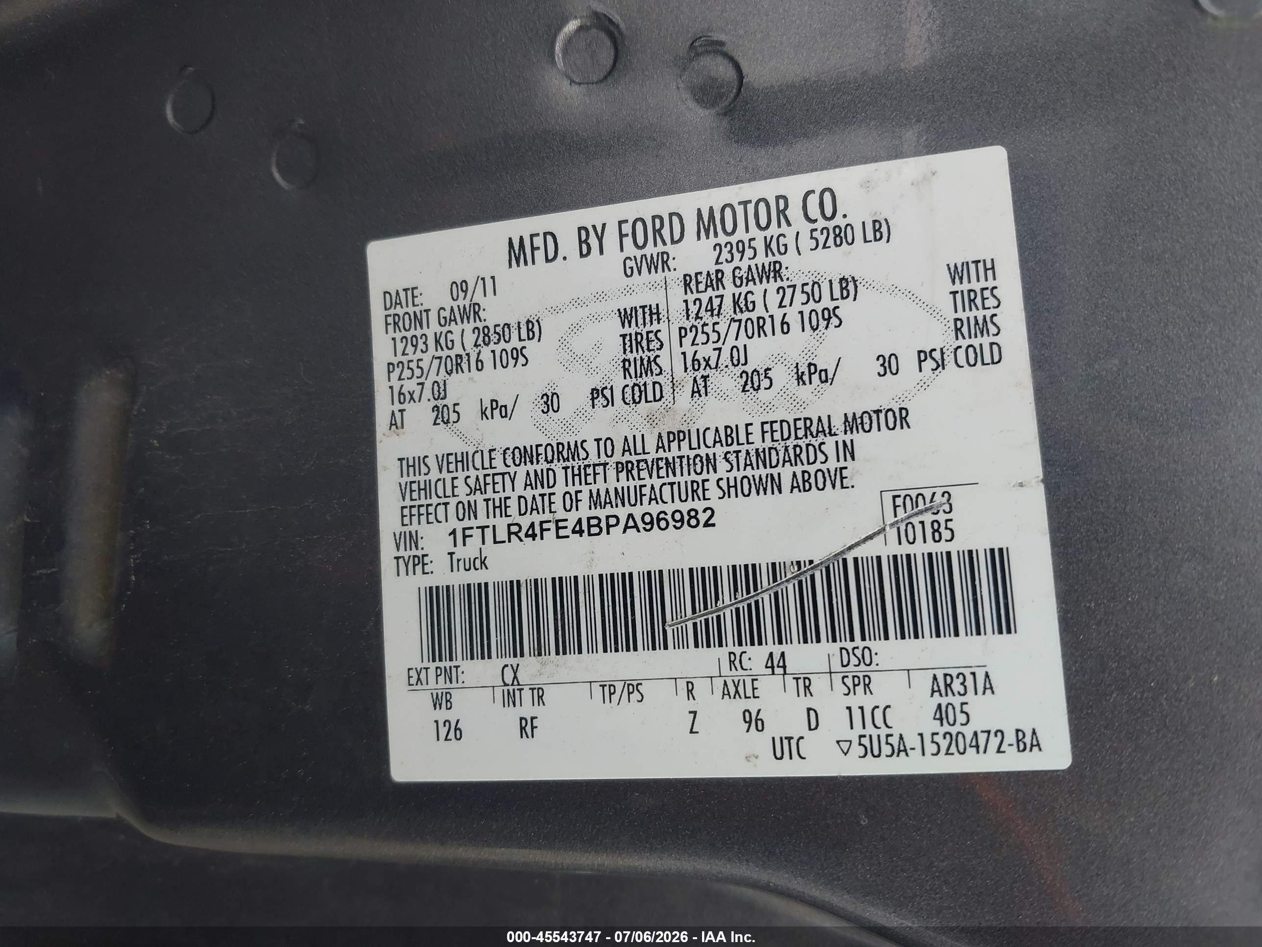 2011 Ford Ranger Sport/xlt Gray vin: 1FTLR4FE4BPA96982