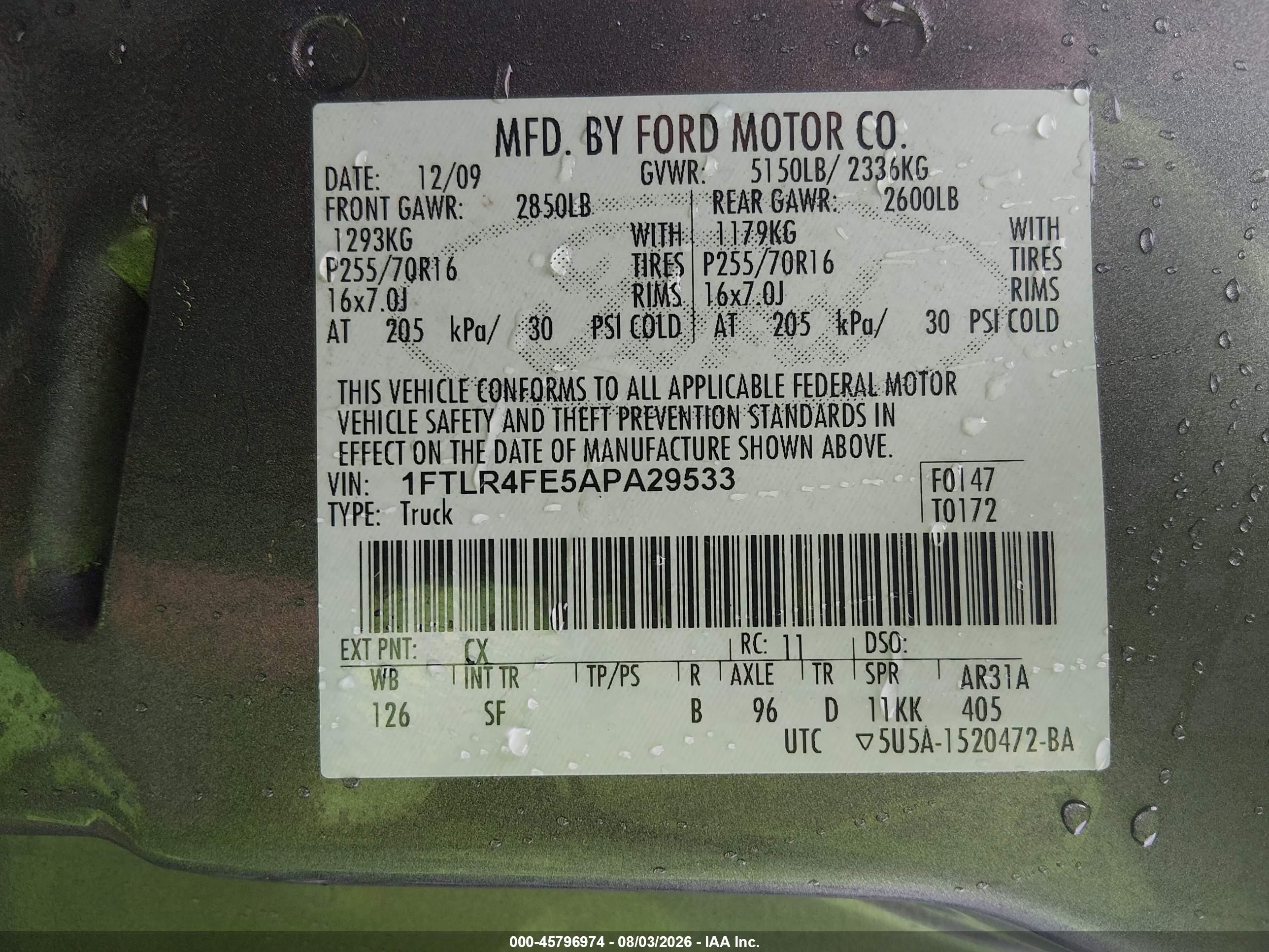 2010 Ford Ranger Sport/xlt Gray vin: 1FTLR4FE5APA29533
