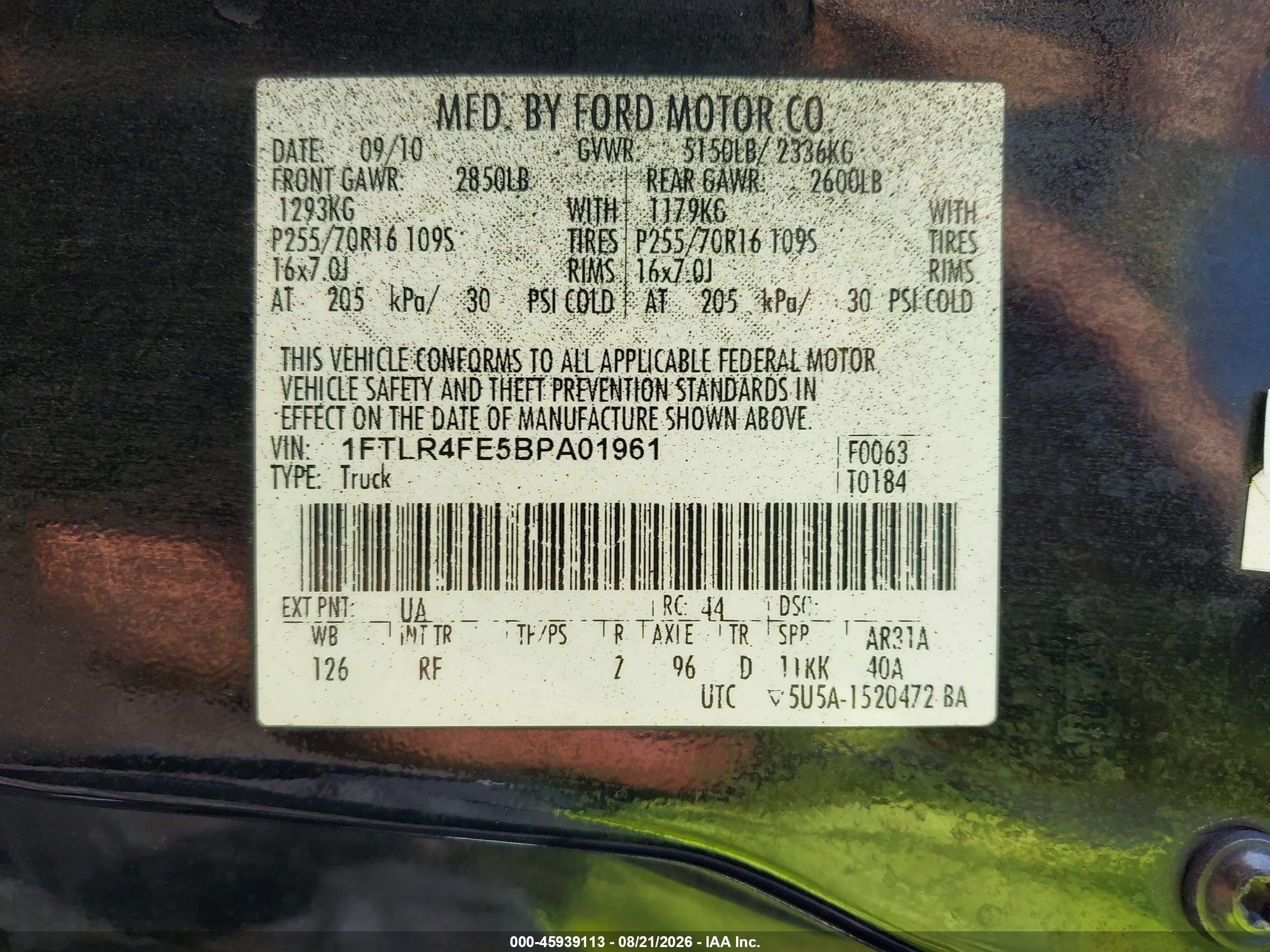 2011 Ford Ranger Xlt Black vin: 1FTLR4FE5BPA01961