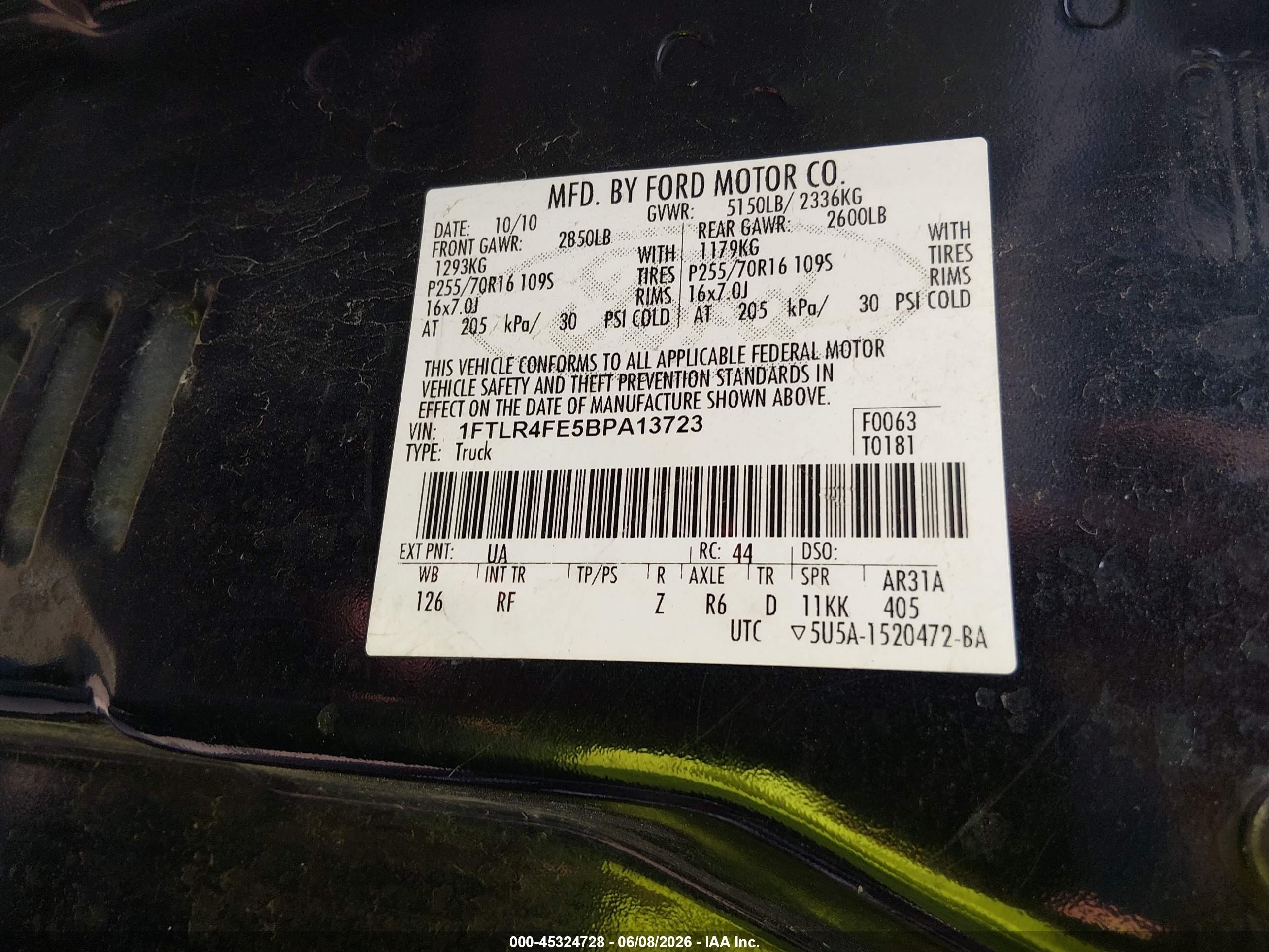 2011 Ford Ranger Xlt Black vin: 1FTLR4FE5BPA13723