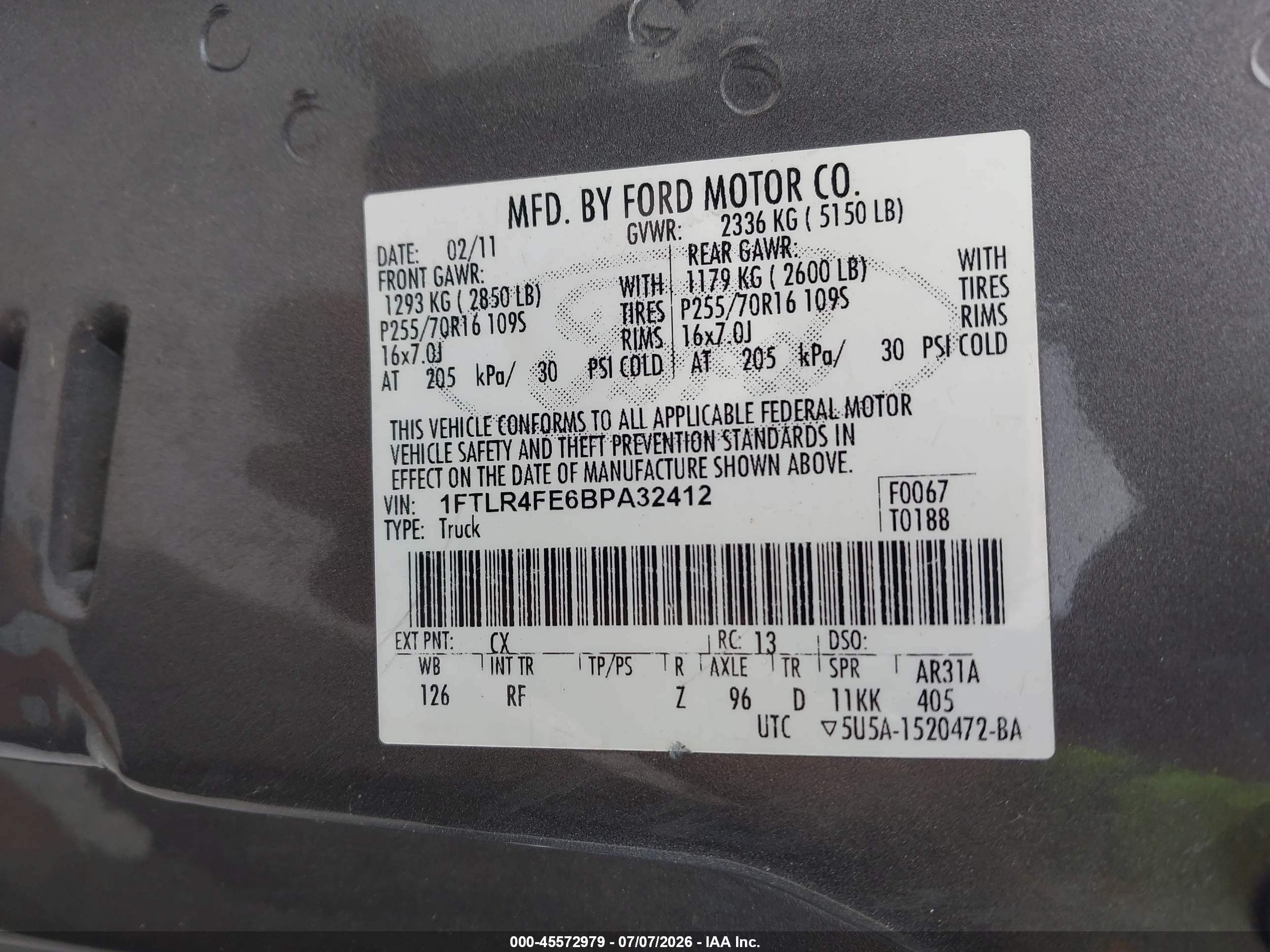 2011 Ford Ranger Sport Gray vin: 1FTLR4FE6BPA32412