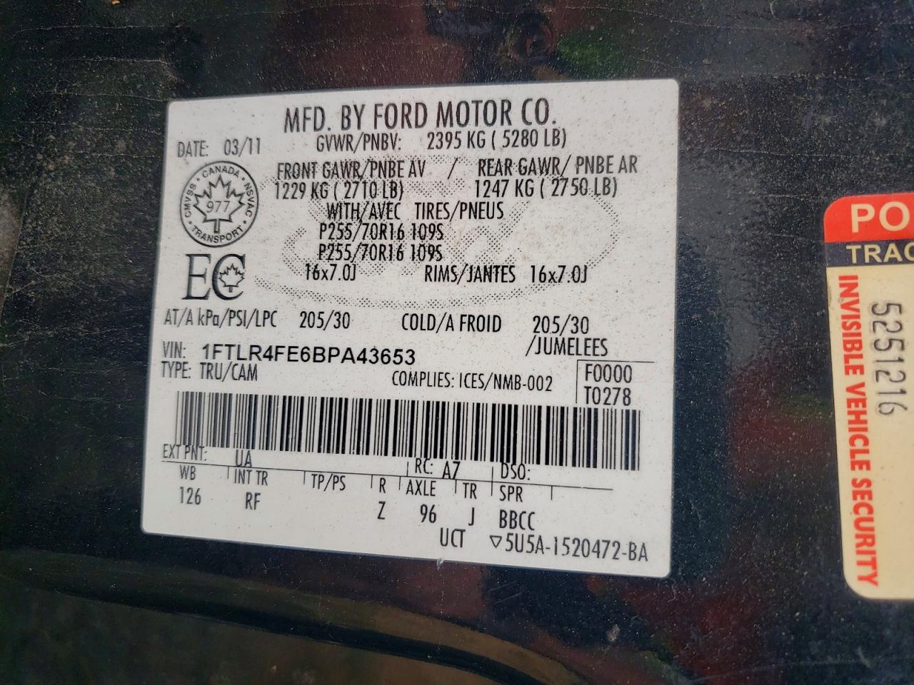2011 Ford Ranger Super Cab Black vin: 1FTLR4FE6BPA43653