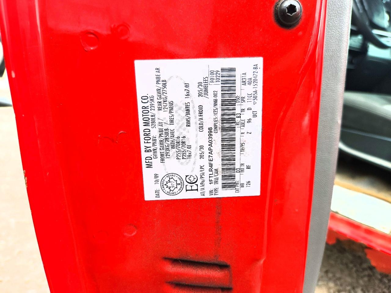 2010 Ford Ranger Super Cab Red vin: 1FTLR4FE7APA03998