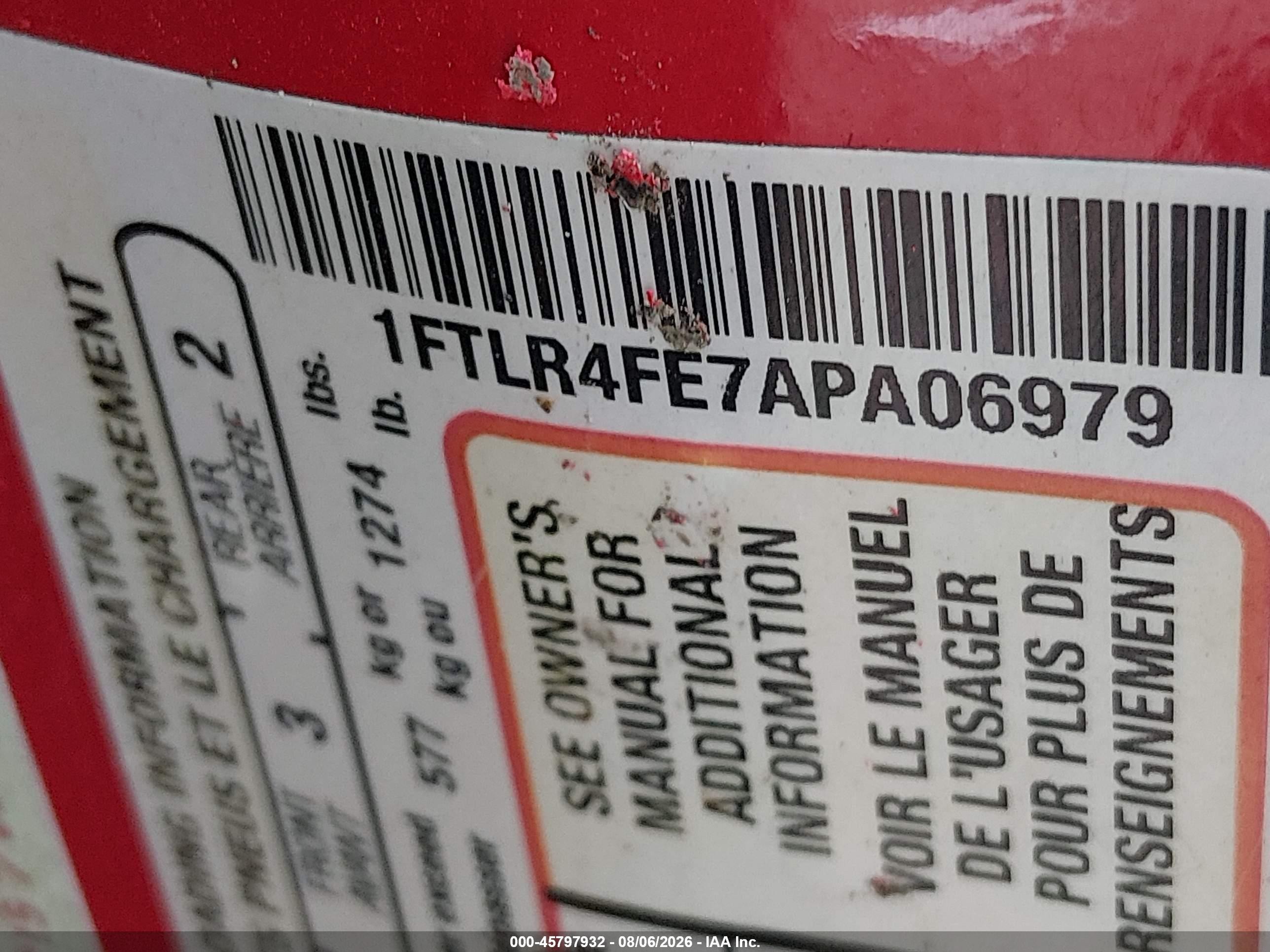 2010 Ford Ranger Sport/xlt Red vin: 1FTLR4FE7APA06979