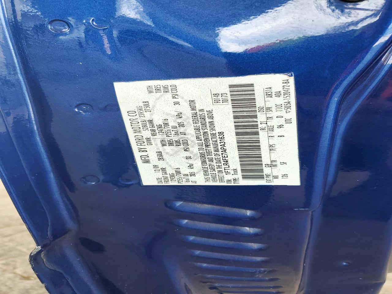 2010 Ford Ranger Super Cab Blue vin: 1FTLR4FE7APA31638