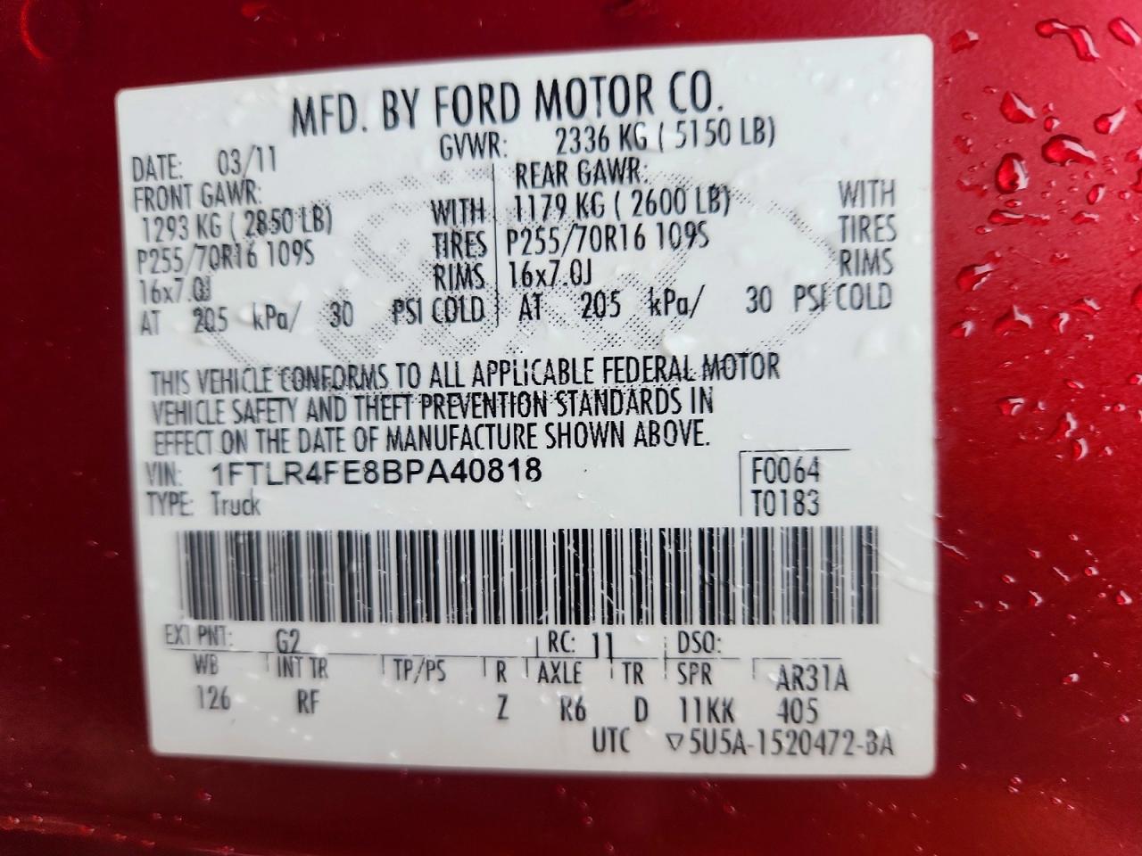 2011 Ford Ranger Super Cab Red vin: 1FTLR4FE8BPA40818