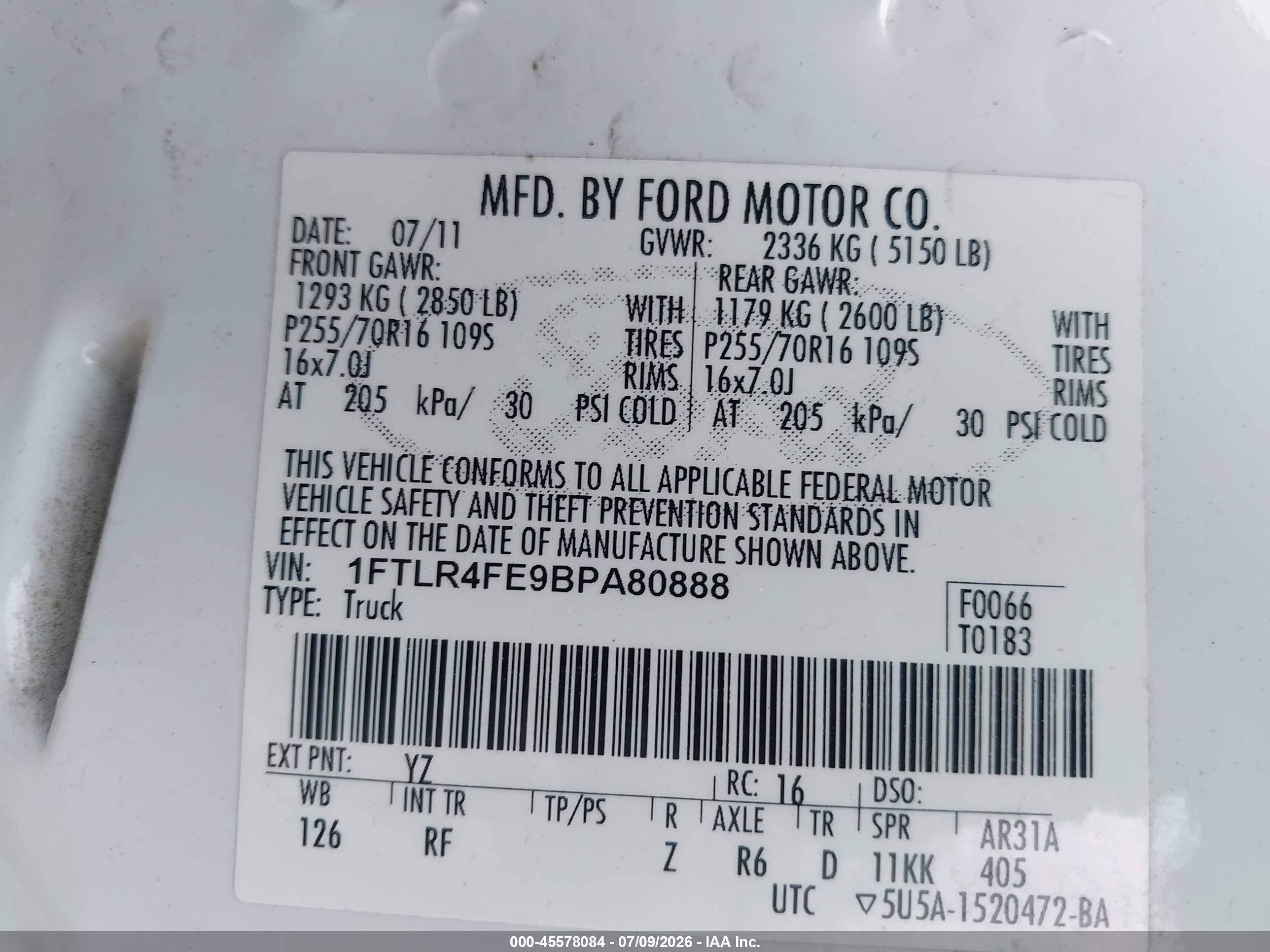 2011 Ford Ranger Sport White vin: 1FTLR4FE9BPA80888