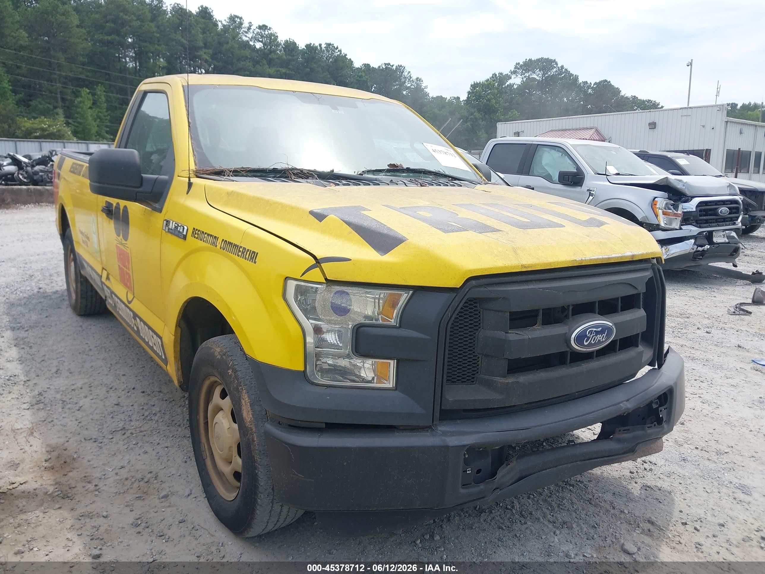 2015 Ford F-150 Xl Yellow vin: 1FTMF1C84FKD71098