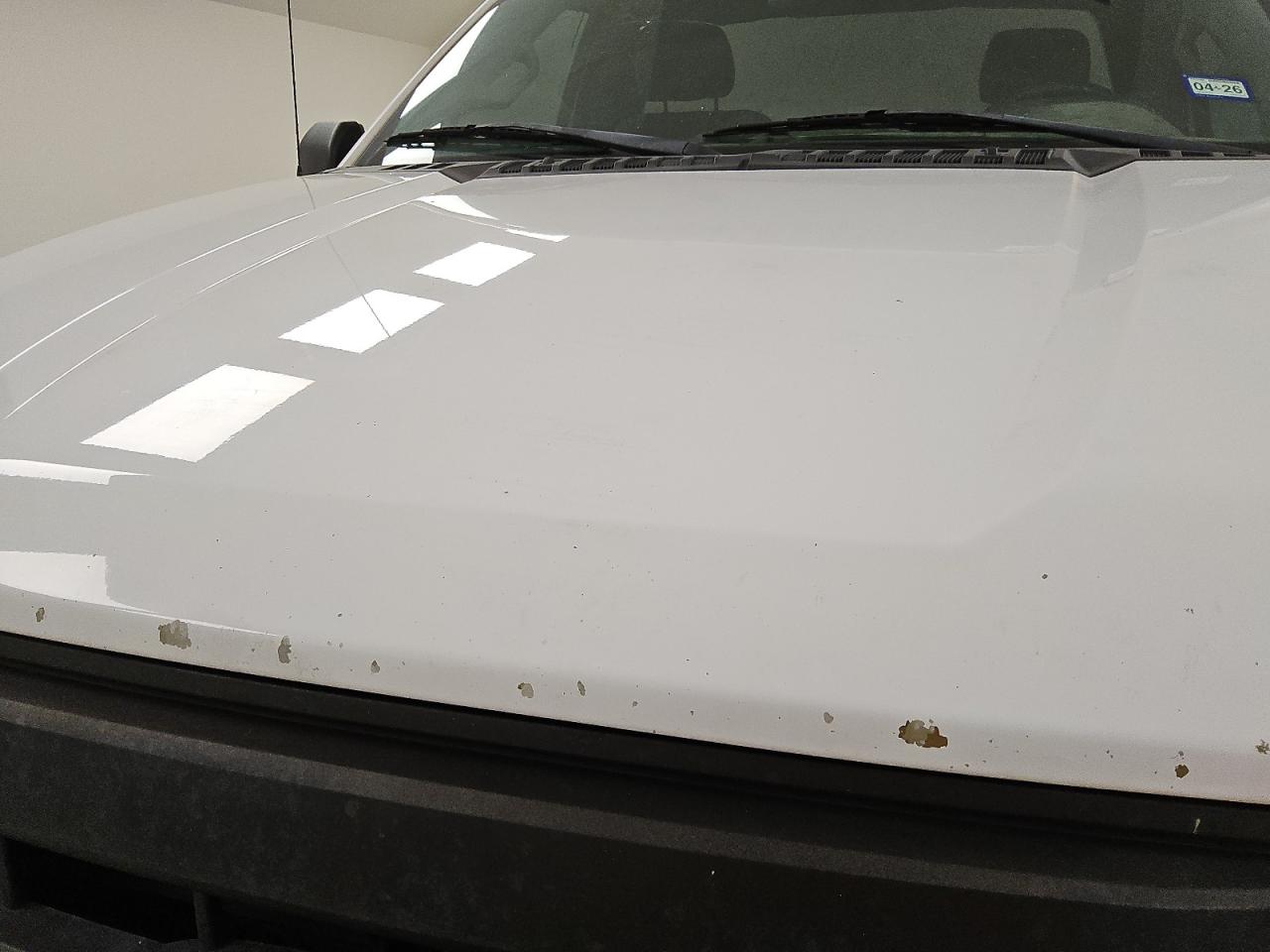 2015 Ford F150 White vin: 1FTMF1C85FKD17440 Damage: Hood, Peeling, 4 To 5 Inches