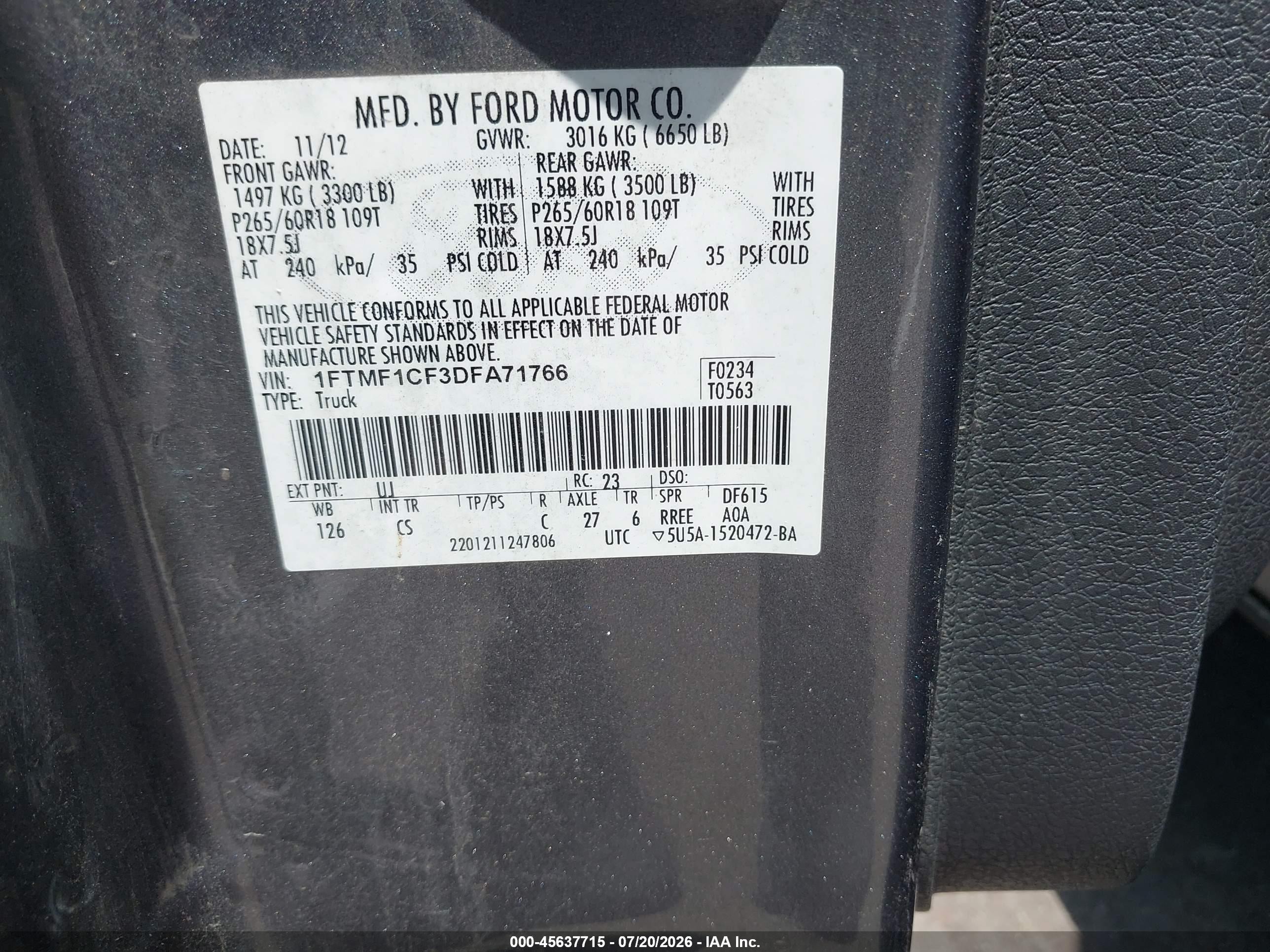 2013 Ford F-150 Stx Серый vin: 1FTMF1CF3DFA71766