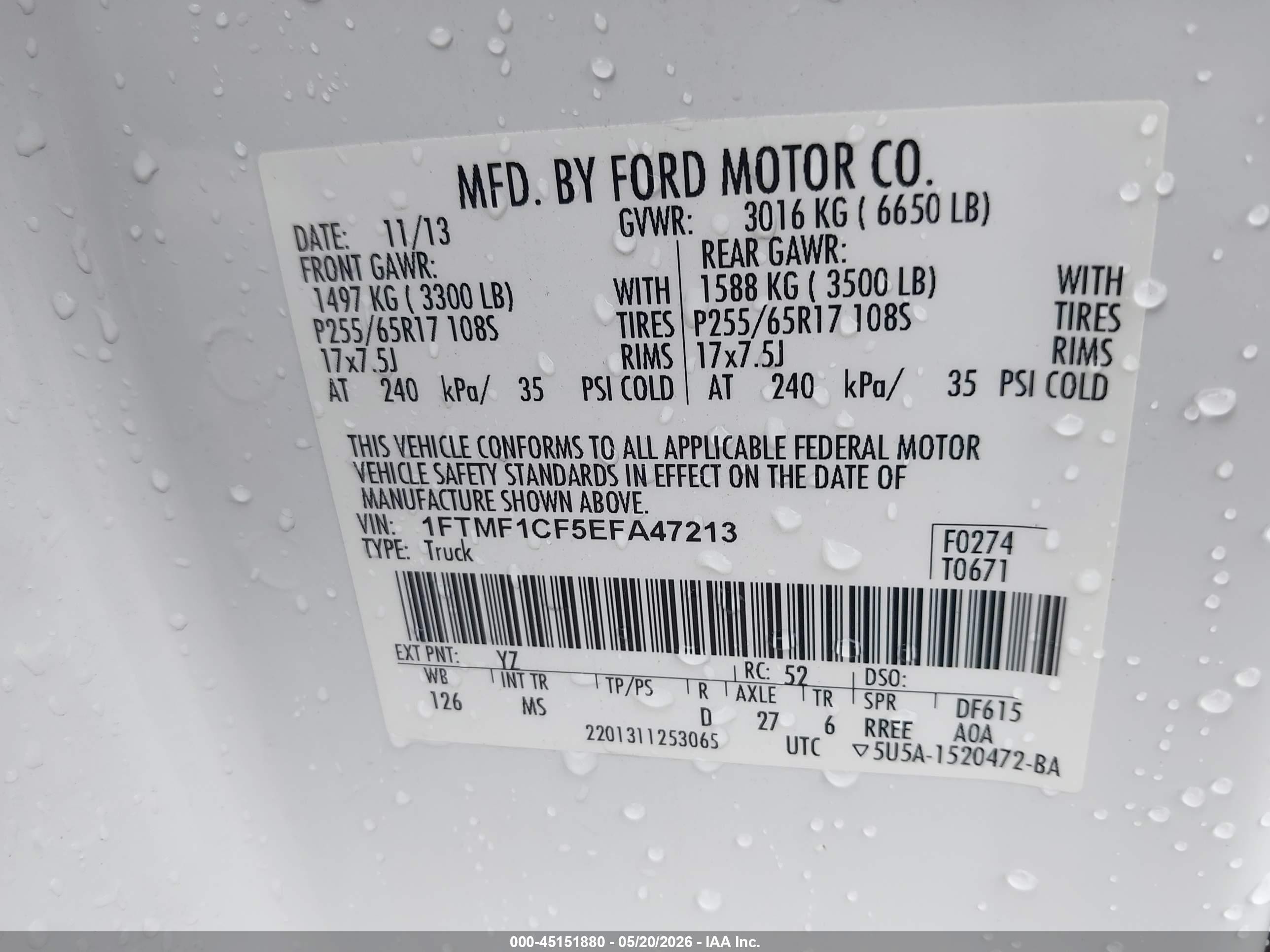 2014 Ford F-150 Xlt White vin: 1FTMF1CF5EFA47213