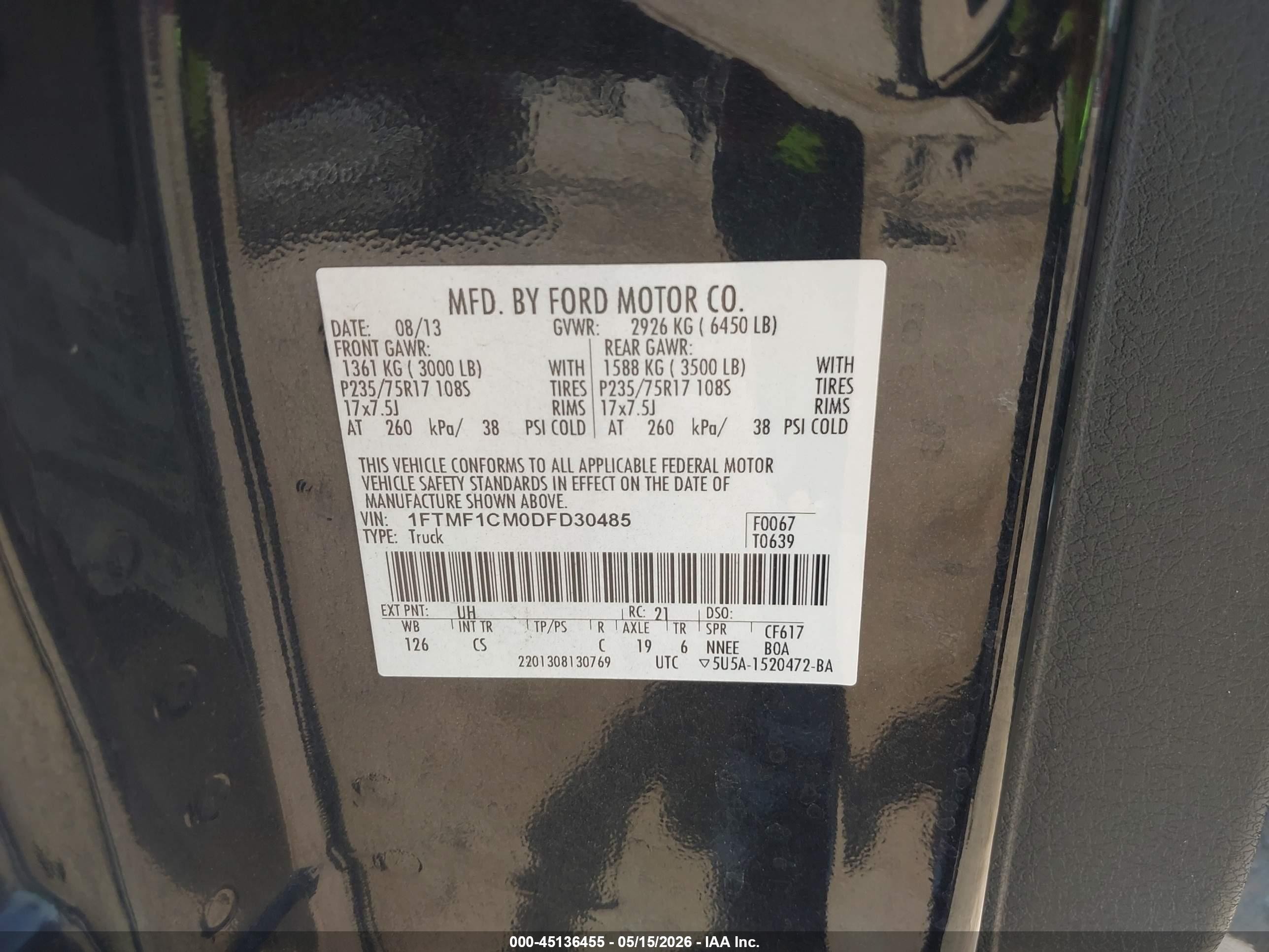 2013 Ford F-150 Xl Black vin: 1FTMF1CM0DFD30485