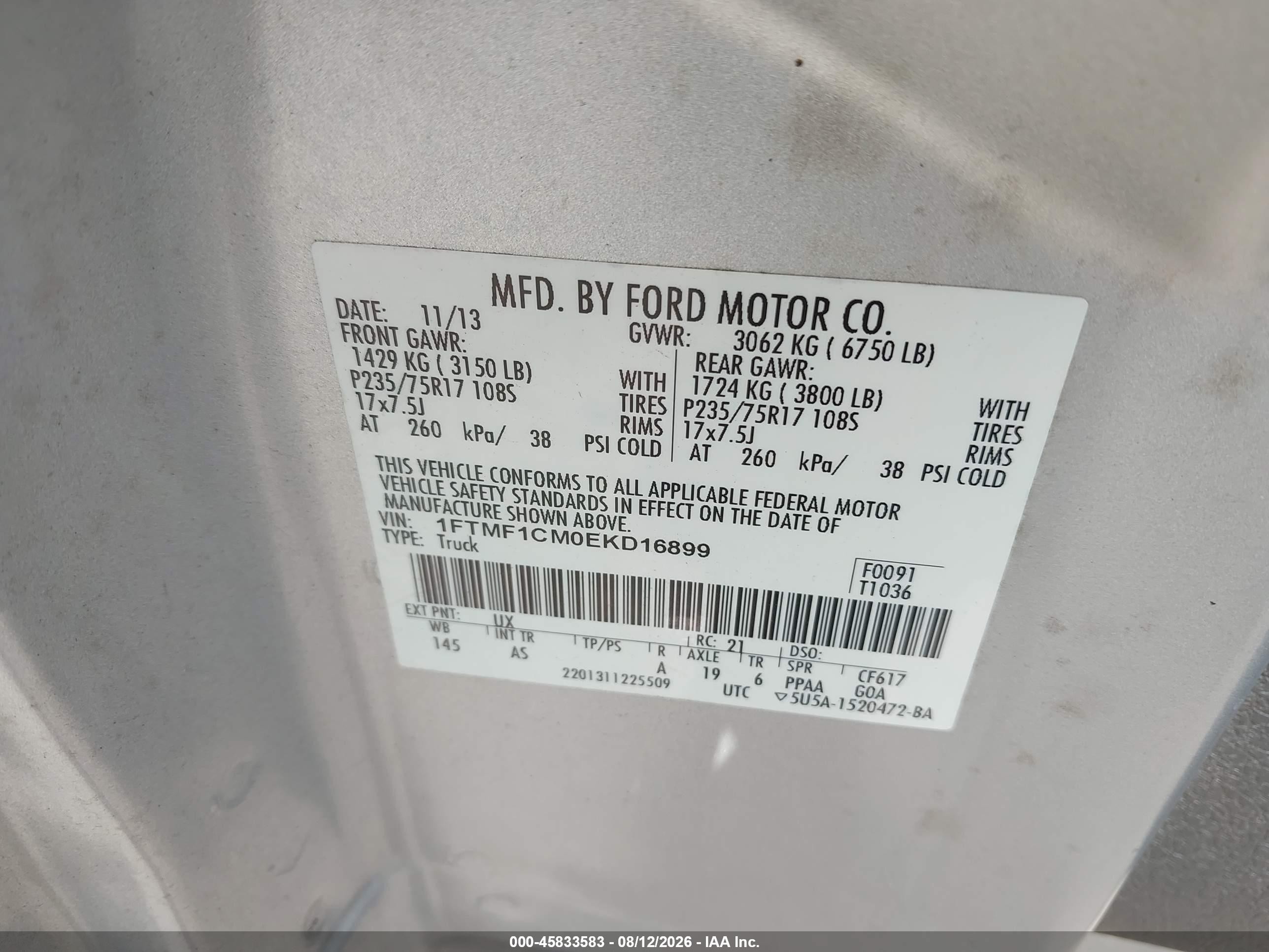 2014 Ford F-150 Xl Silver vin: 1FTMF1CM0EKD16899